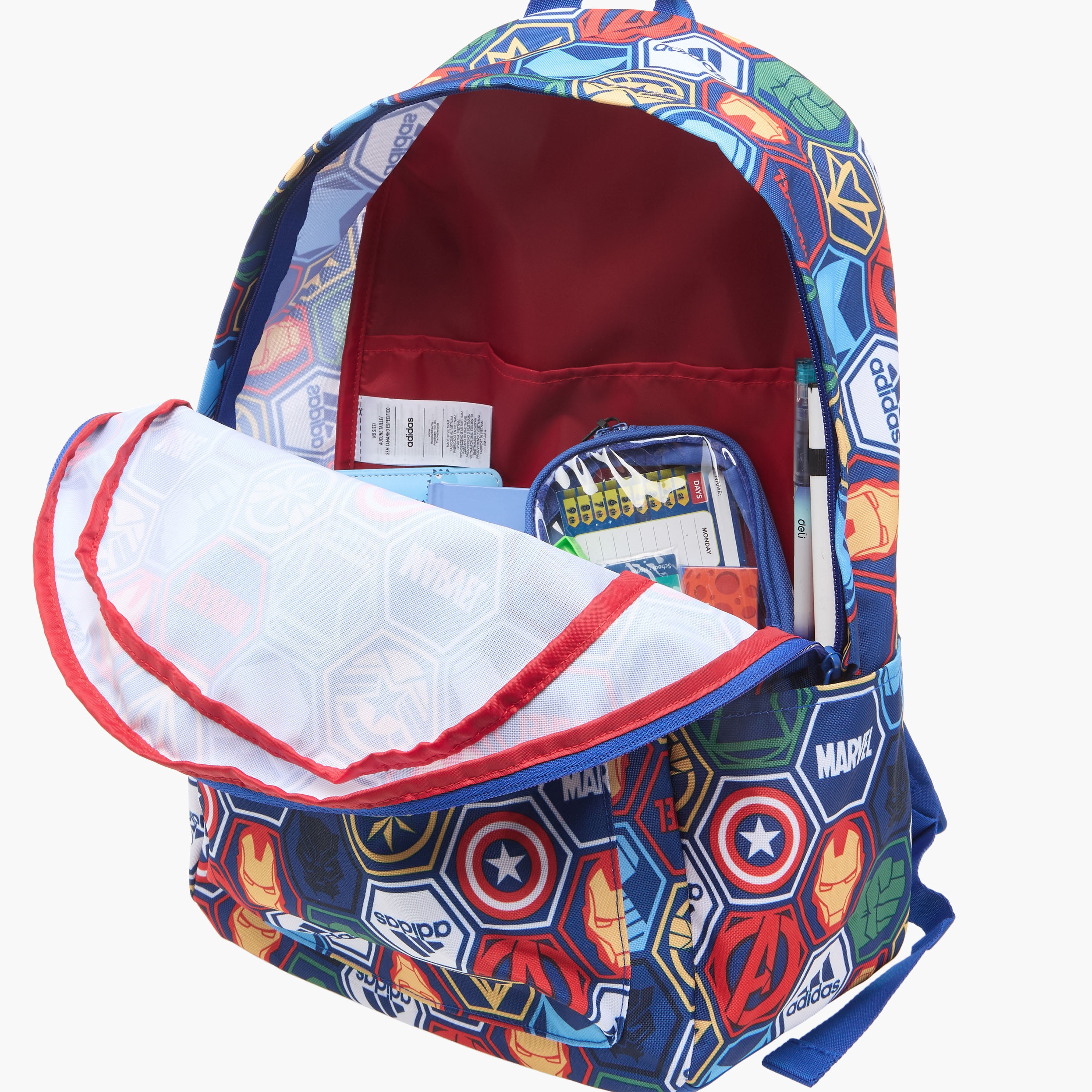 شنطة ظهر بطبعات أفينجرز مع حمالات كتف قابلة للتعديل وسحاب إغلاق من أديداس-school-bagsandbackpacks-backpacks-image-6