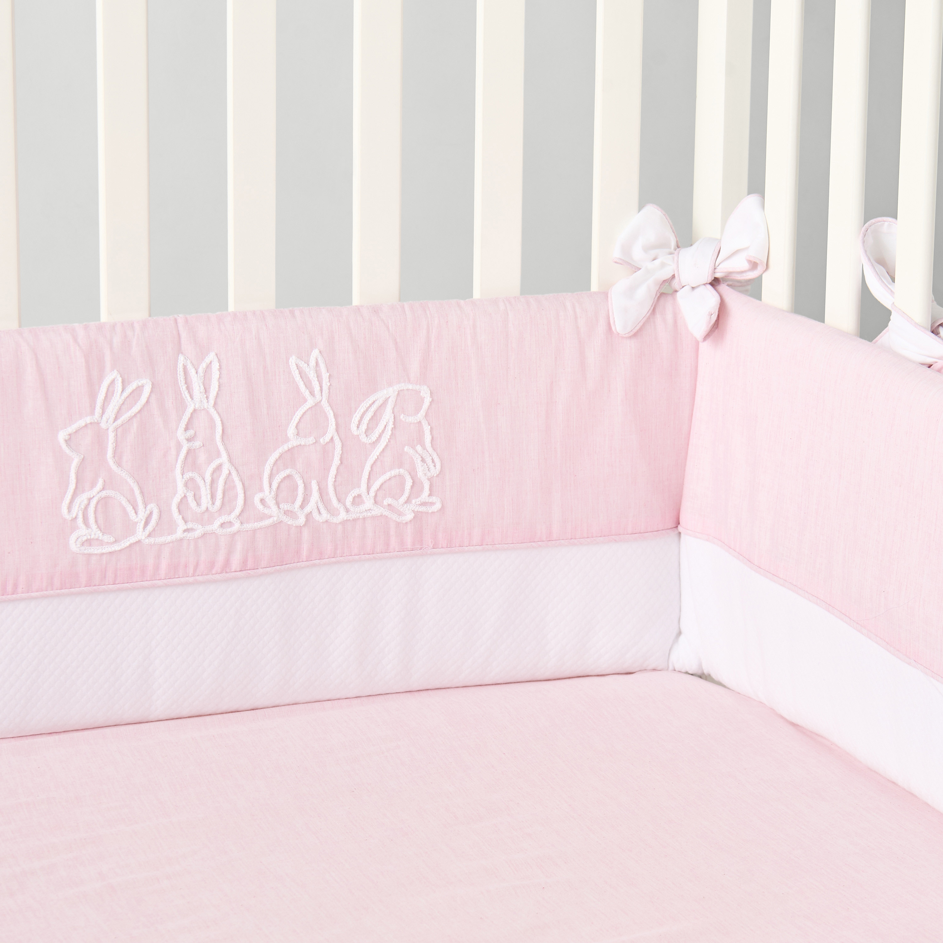 Giggles Bunny Embroidered Cot Bumper - 30x400 cms-baby-nursery-babybedding-image-5