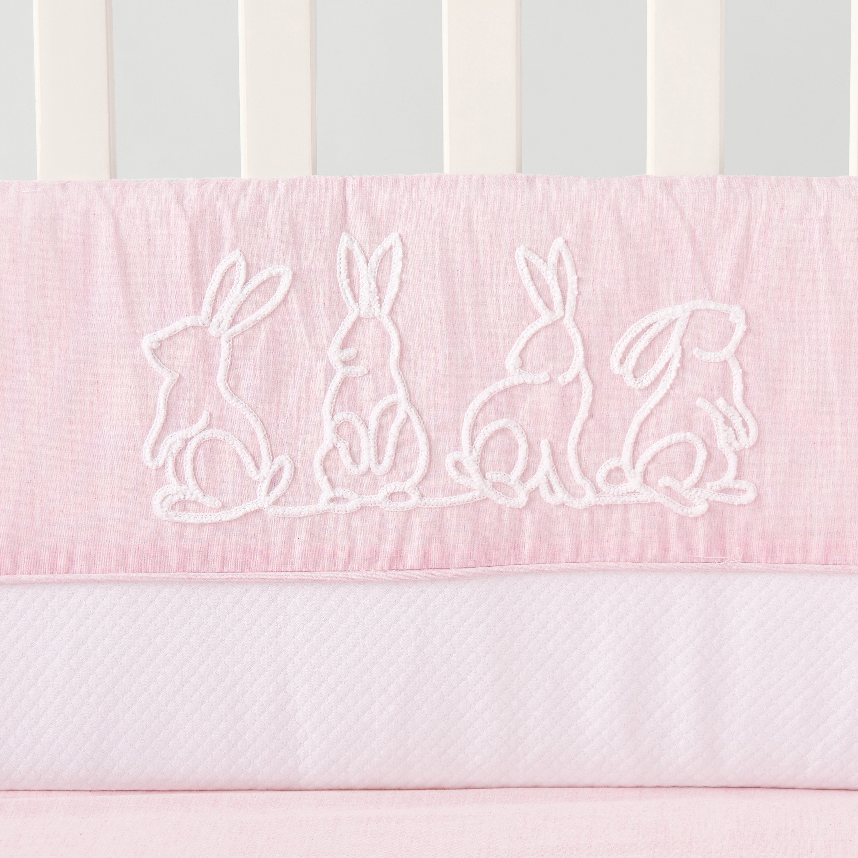 Giggles Bunny Embroidered Cot Bumper - 30x400 cms-baby-nursery-babybedding-image-6