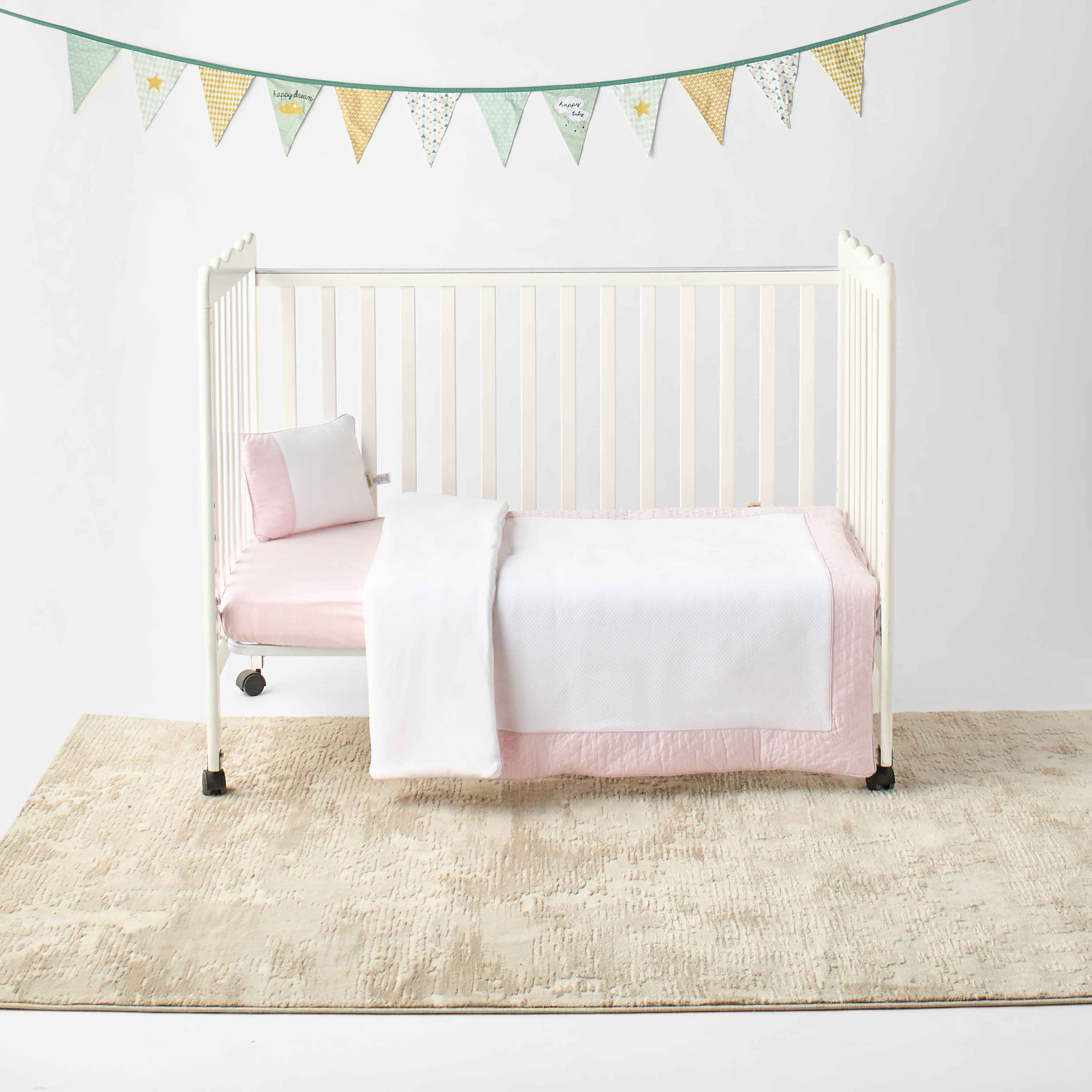 طقم مفروشات سرير قطعتين بتطريز أرنب من جيجلز - 100x130 سم-baby-nursery-babybedding-image-5