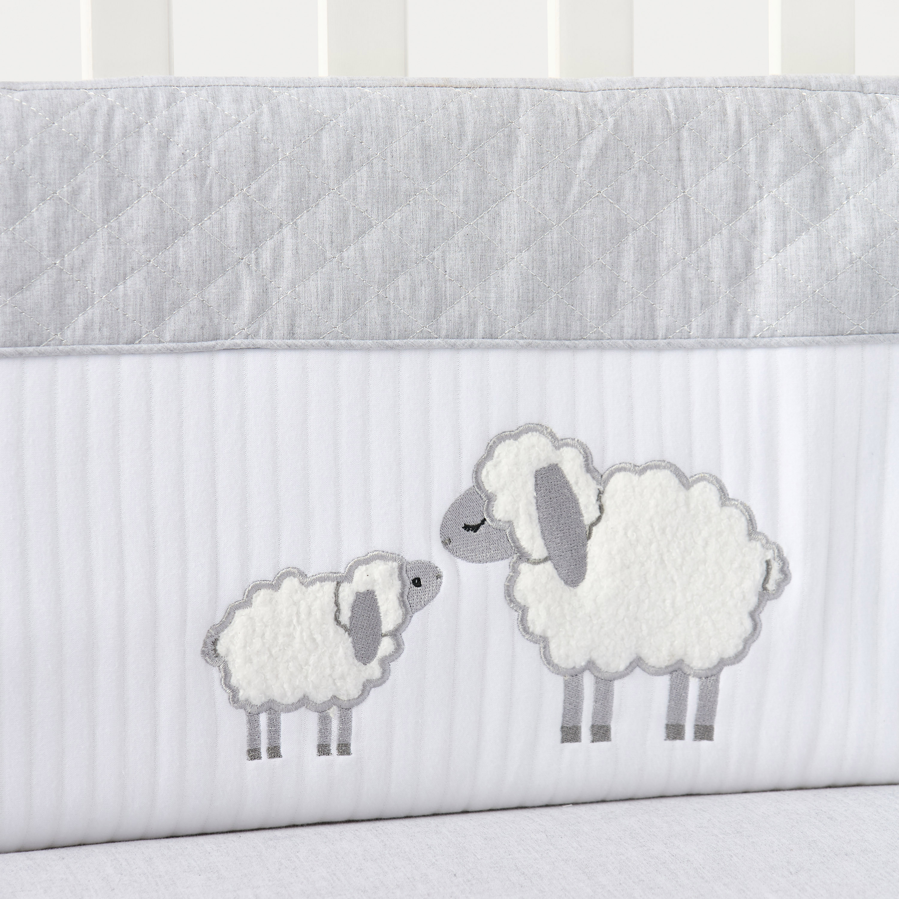 Giggles Sheep Applique Cot Bumper - 30x400 cm-baby-nursery-babybedding-image-6