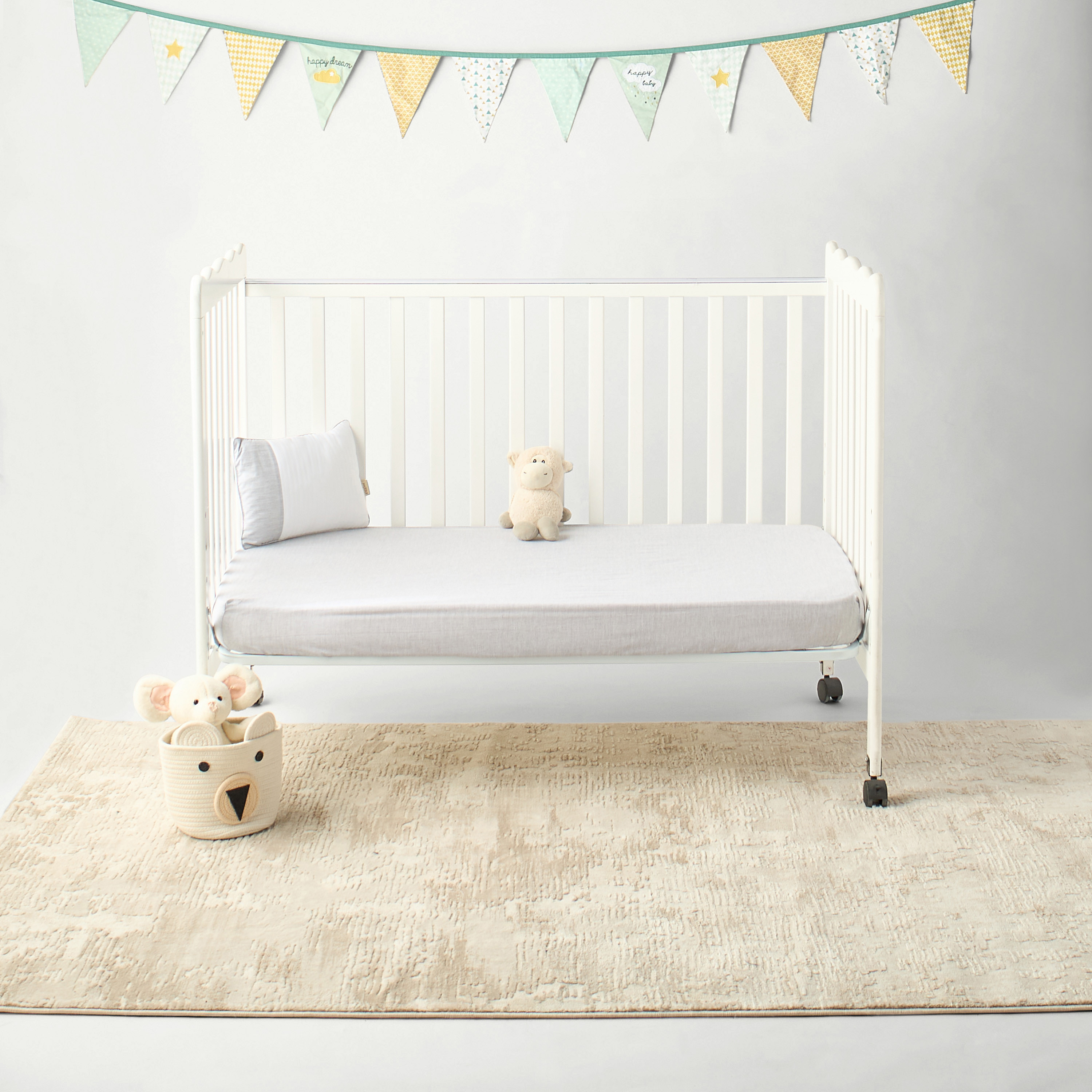 Giggles Sheep Applique Fitted Sheet - 70x130x20 cms-baby-nursery-babybedding-image-1