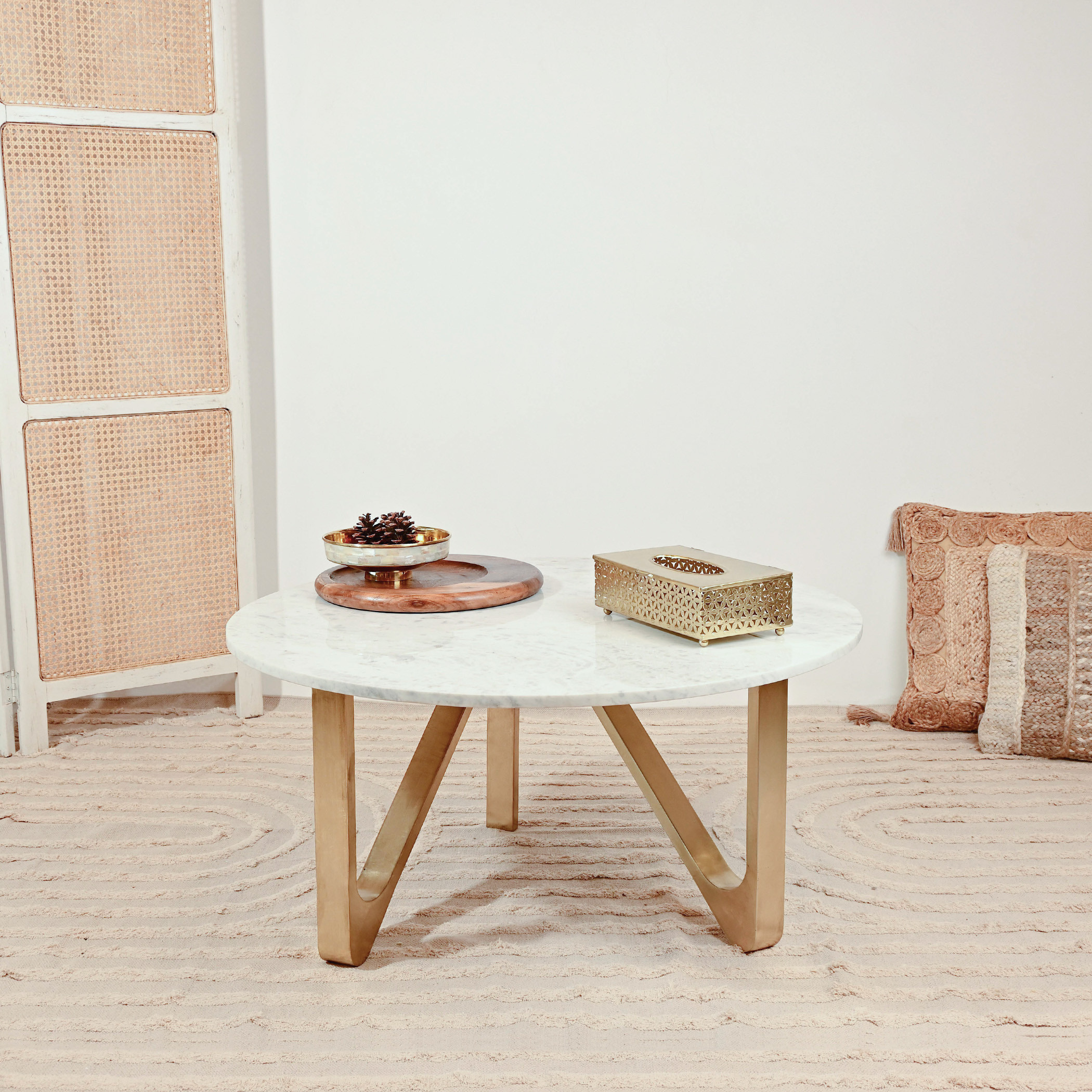 Crafted by Lifestyle Marble Top Coffee Table - 90x45 cms-furniture-livingroom-coffeetables-image-1