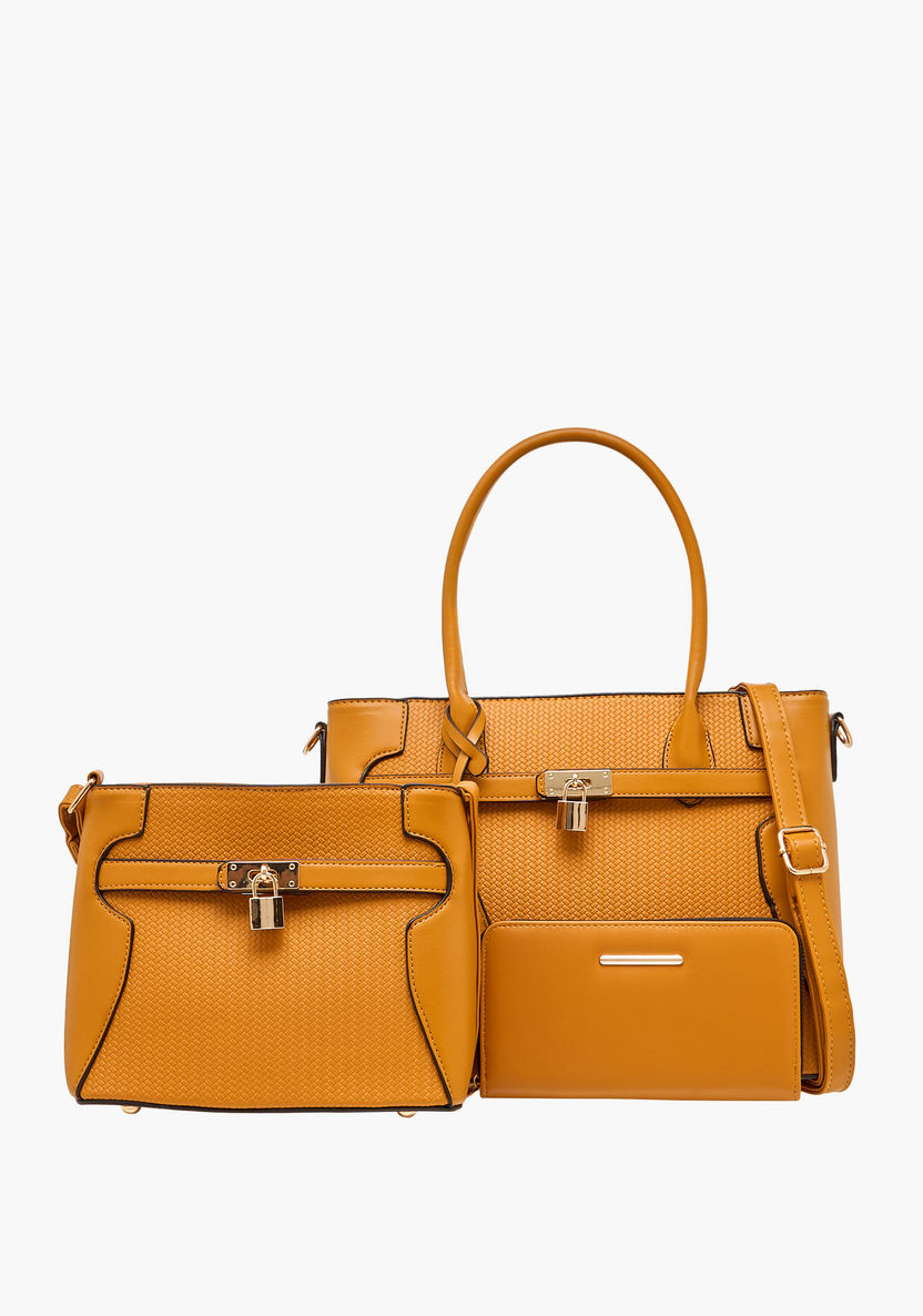 Shop Sasha Weave Textured Tote Bag and Zip Around Wallet Online