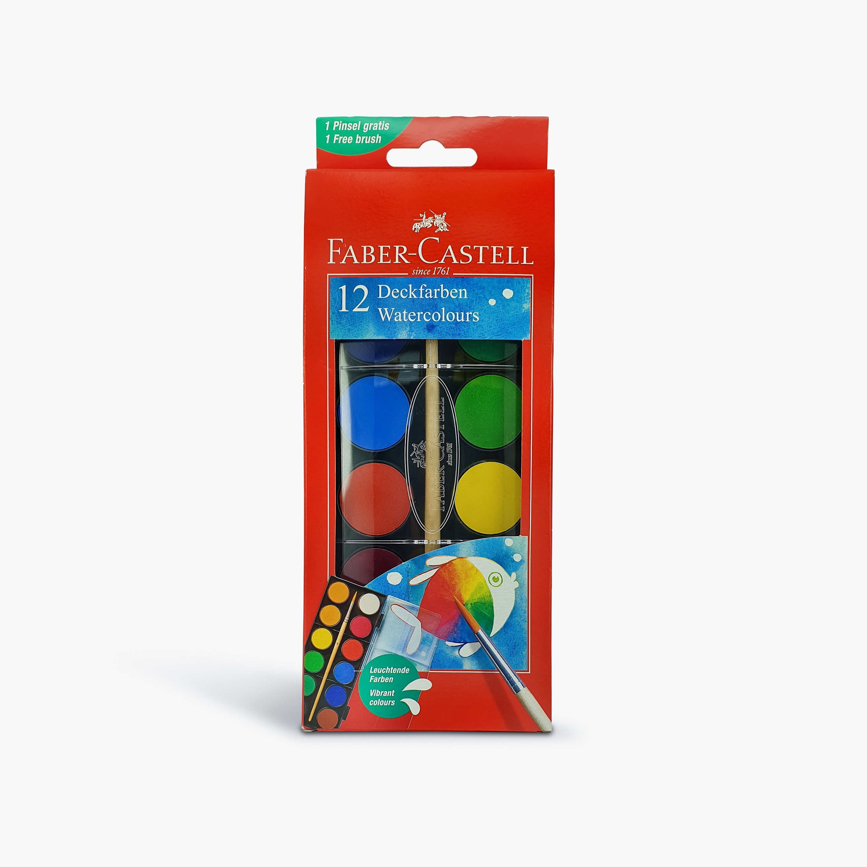 Faber Castell 12-Piece Watercolour Pencils with Brush, 30mm-school-stationery-sets-image-1