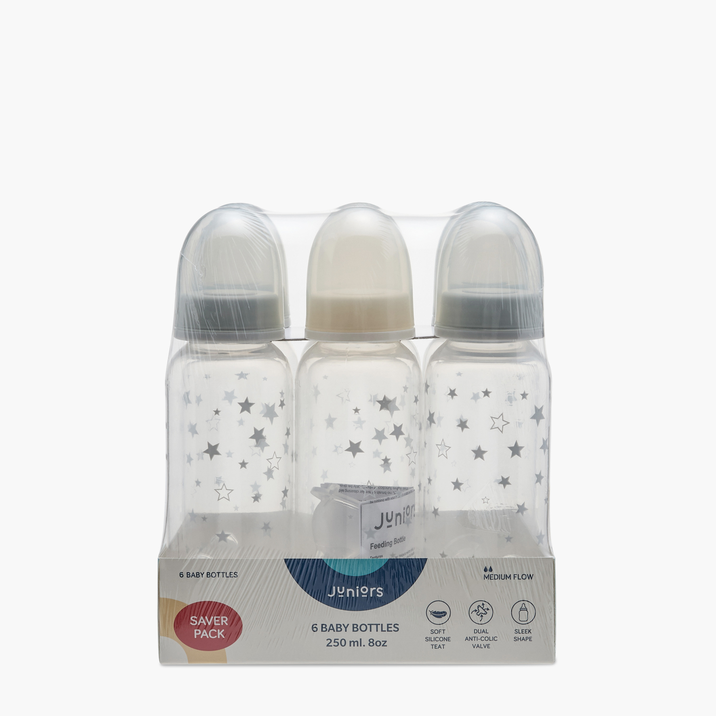 Juniors 6-Piece Star Print Feeding Bottle Set - 250 ml-baby-feeding-feedingbottles-bottlesandteats-image-17