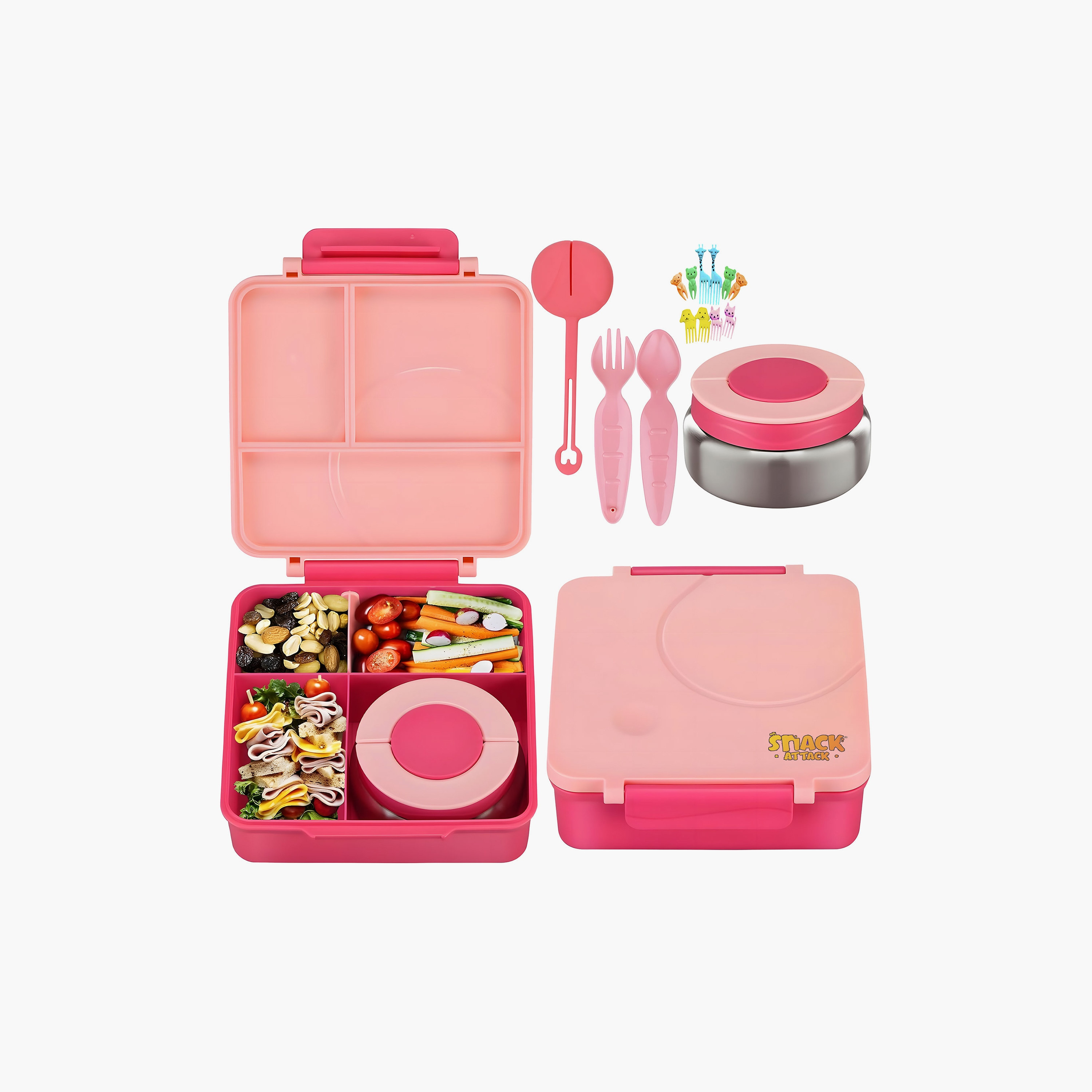صندوق غداء بينتو مع وعاء طعام من سناك أتاك - 1600 مل-school-lunchessentials-lunchboxes-image-1