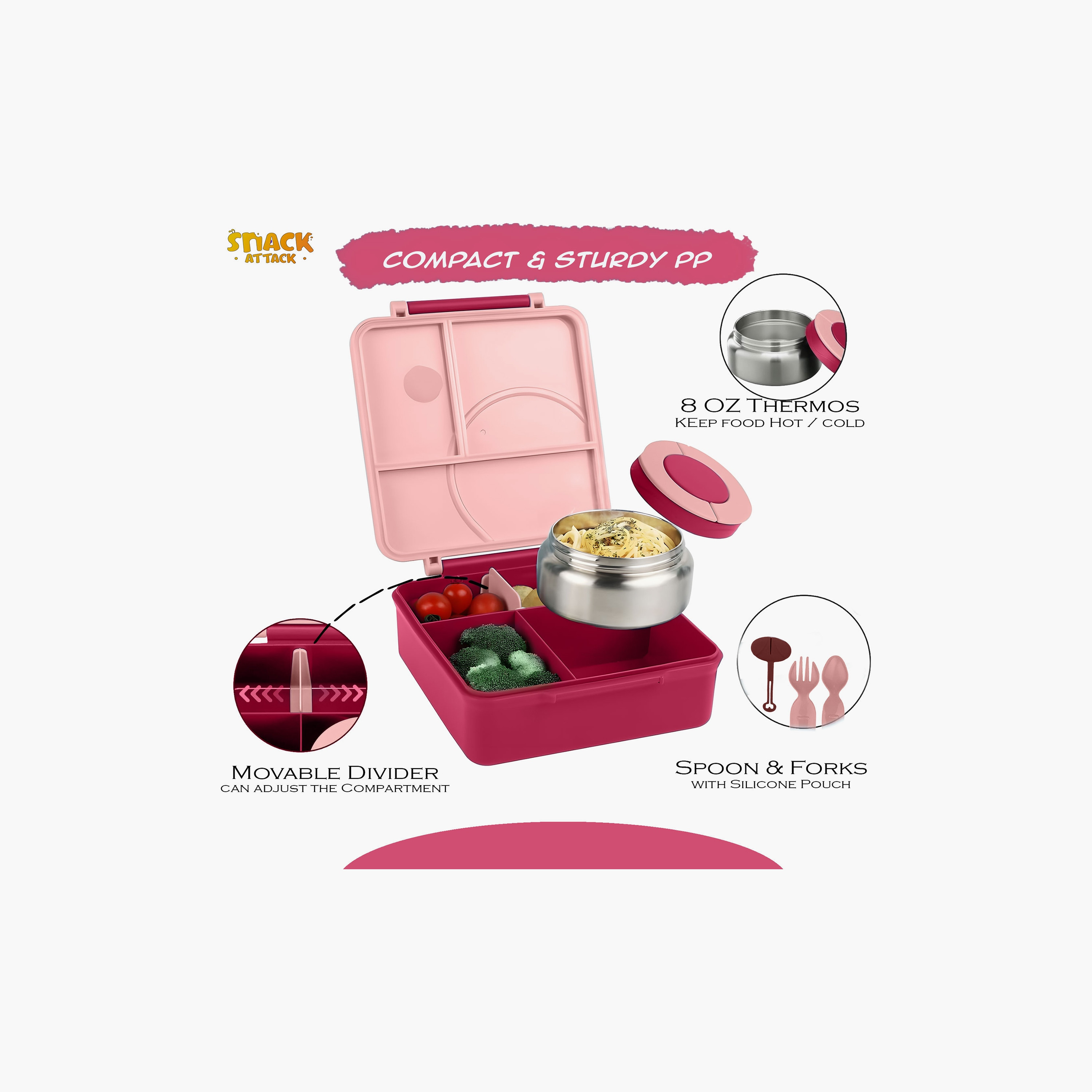 صندوق غداء بينتو مع وعاء طعام من سناك أتاك - 1600 مل-school-lunchessentials-lunchboxes-image-2