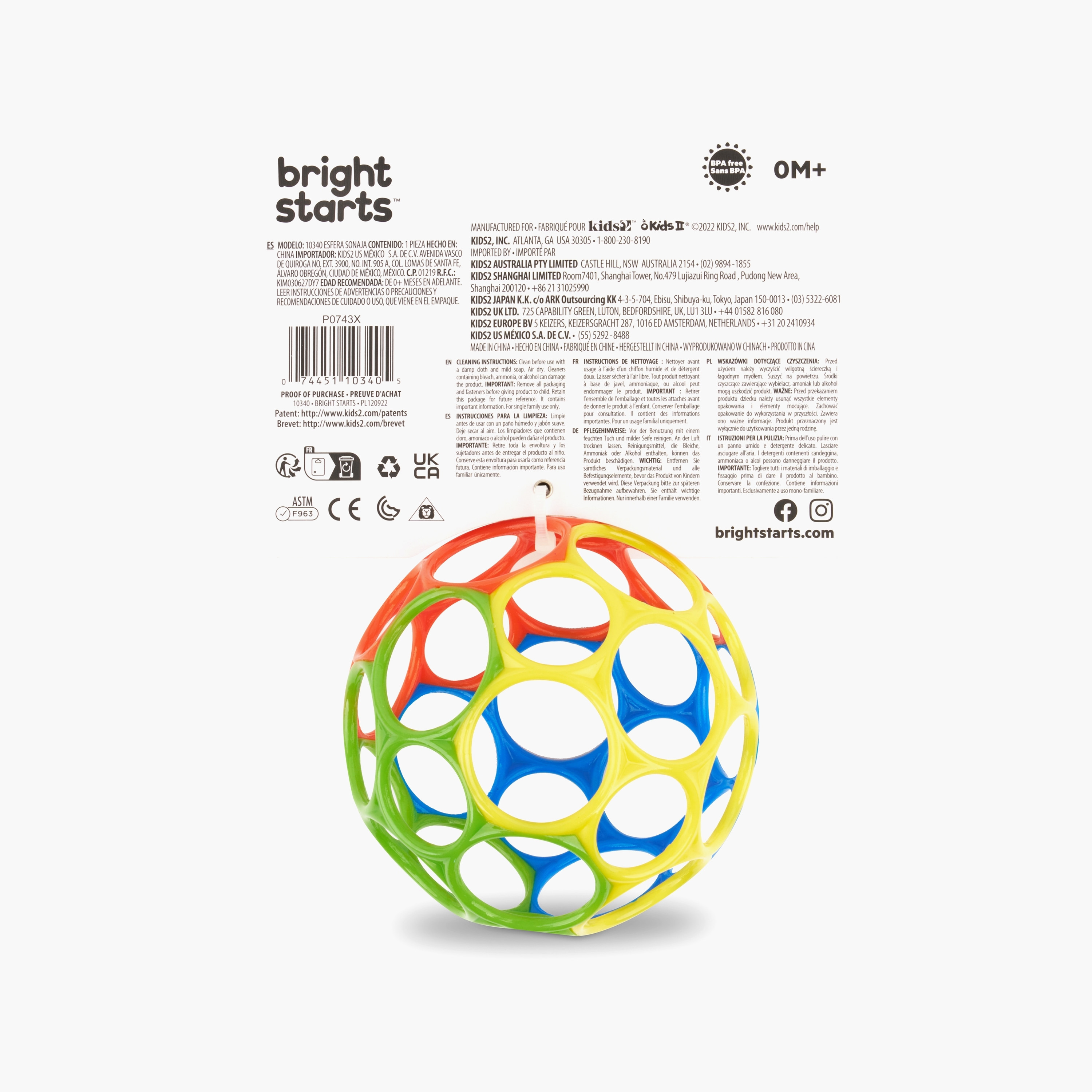 Bright Starts Oball Easy Grasp Classic Ball Toy-toys-babyandtoddlertoys-rattlesandteethers-image-3