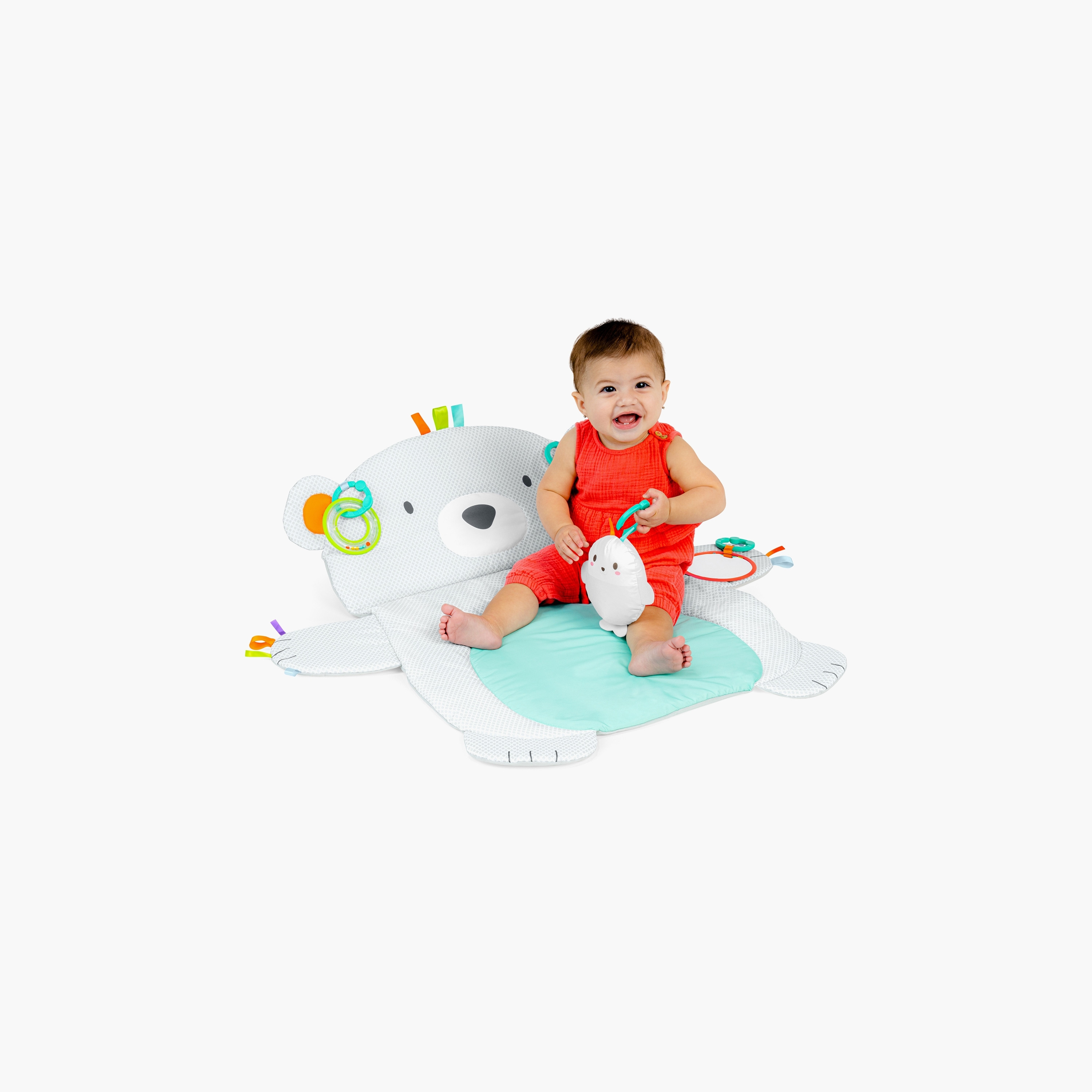 سجادة الأنشطة لوقت الاستلقاء على البطن بروب اند بلاي من برايت ستارتس، شكل دب-baby-infantactivity-playpensandplaymats-image-4