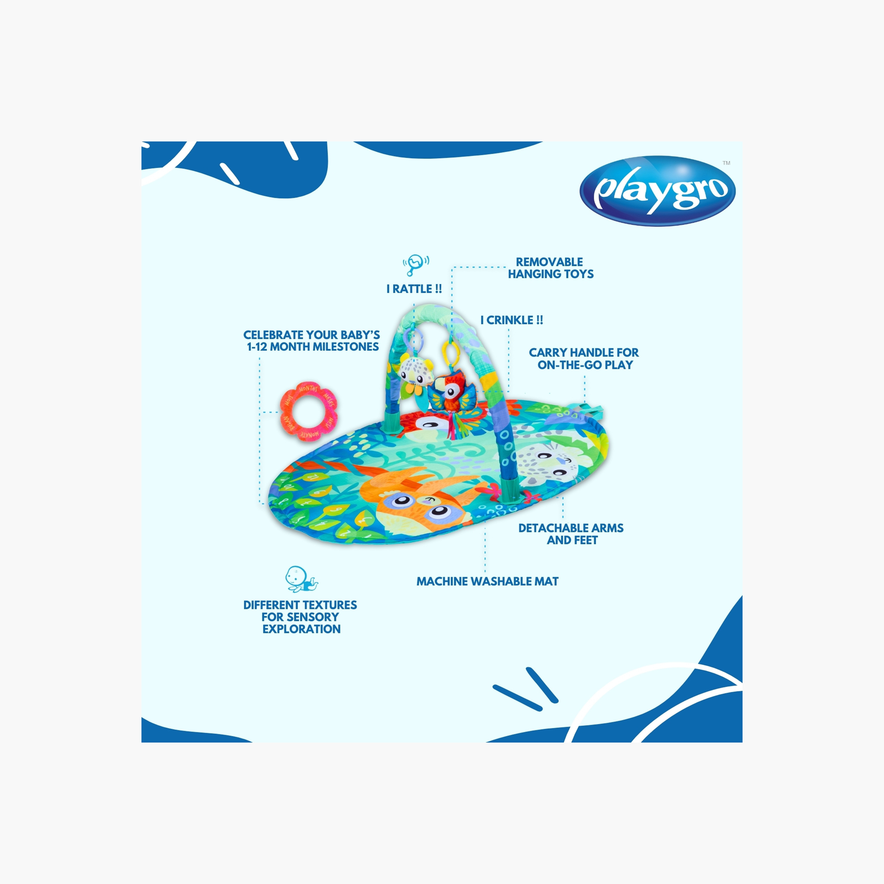 جيم اللعب مايتي مايلستون من بلايجرو، ألوان متعددة-baby-infantactivity-playgyms-image-9