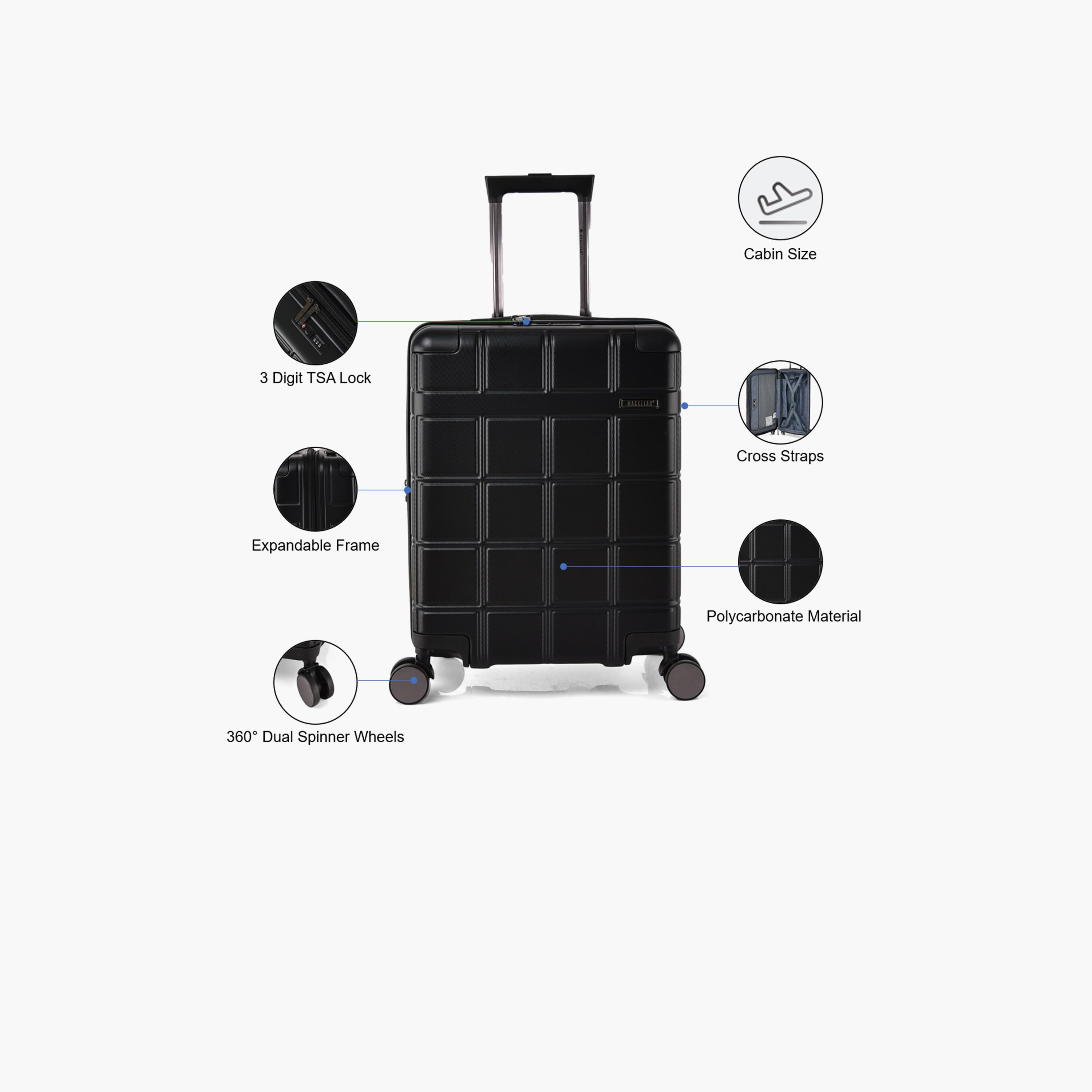 Magellan 49.5 CM Cabin Bag Polycarbonate with ABS Hardcase Four-Wheeler Spinner Trolley Bag | 18816-20 -travel-luggagesandbags-luggage-image-4