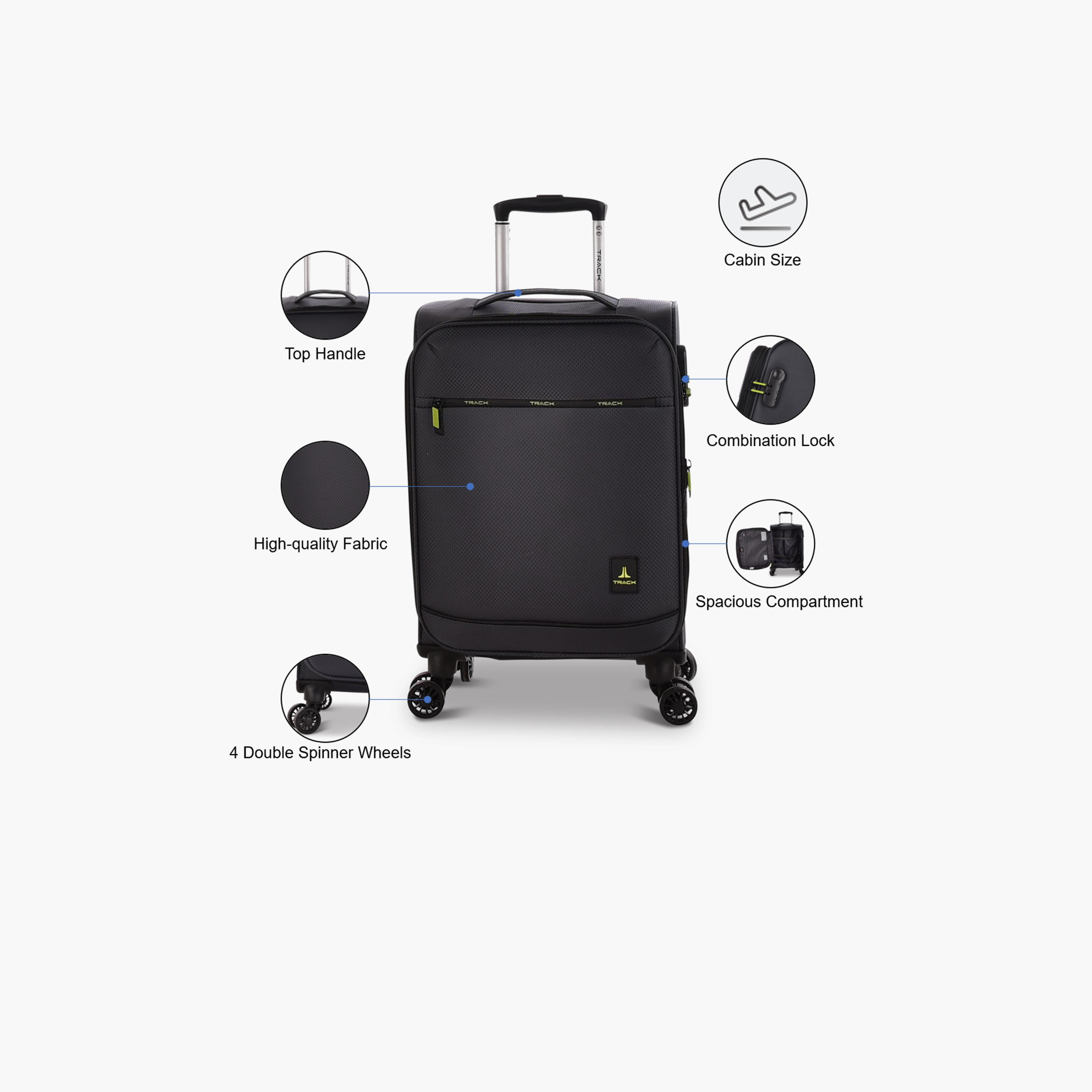 Track 55 CM Cabin Textile Softcase Four-Wheeler Spinner Trolley Bag with Combination Lock | LG001-20 -travel-luggagesandbags-luggage-image-4