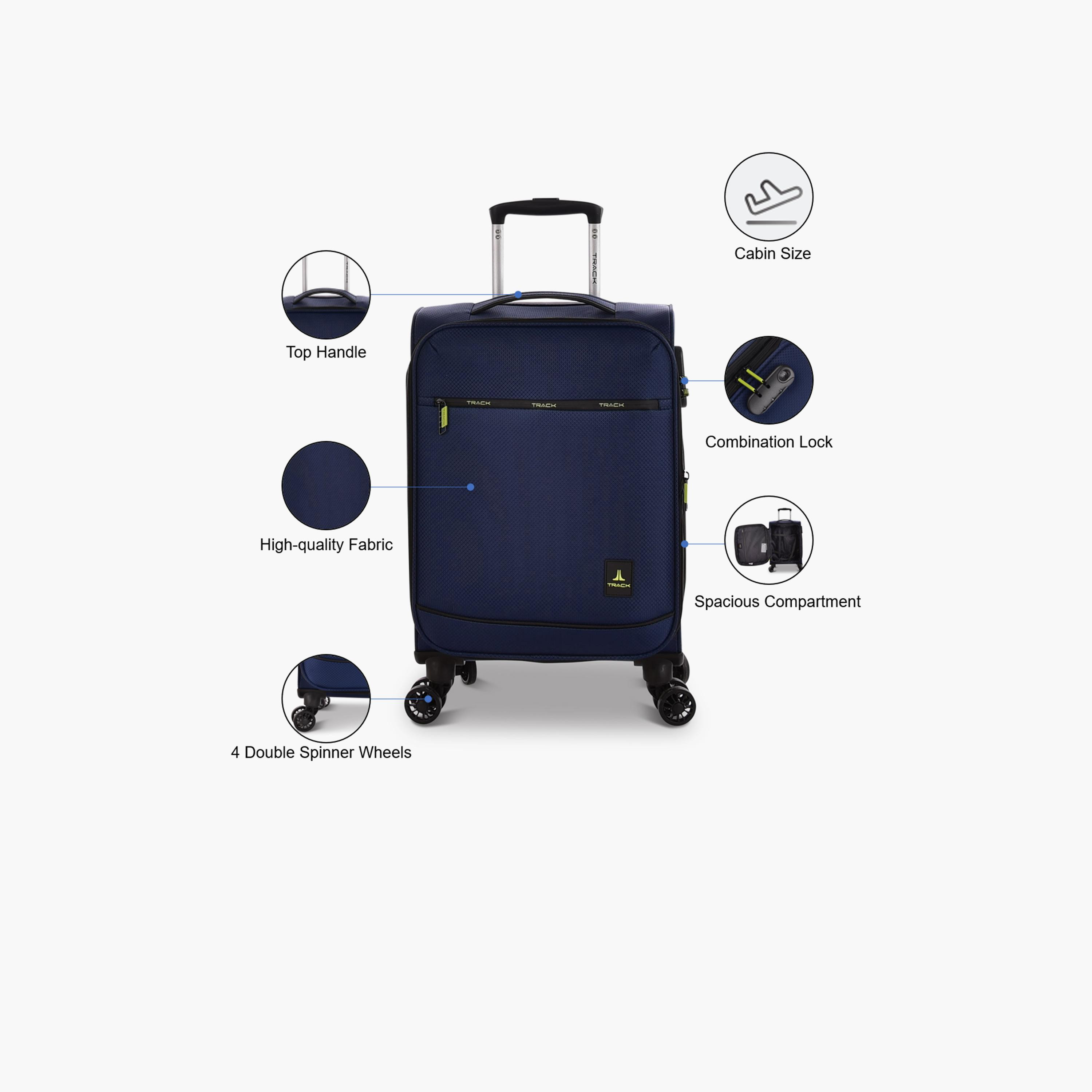 Track 55 CM Cabin Textile Softcase Four-Wheeler Spinner Trolley Bag with Combination Lock | LG001-20 -travel-luggagesandbags-luggage-image-24