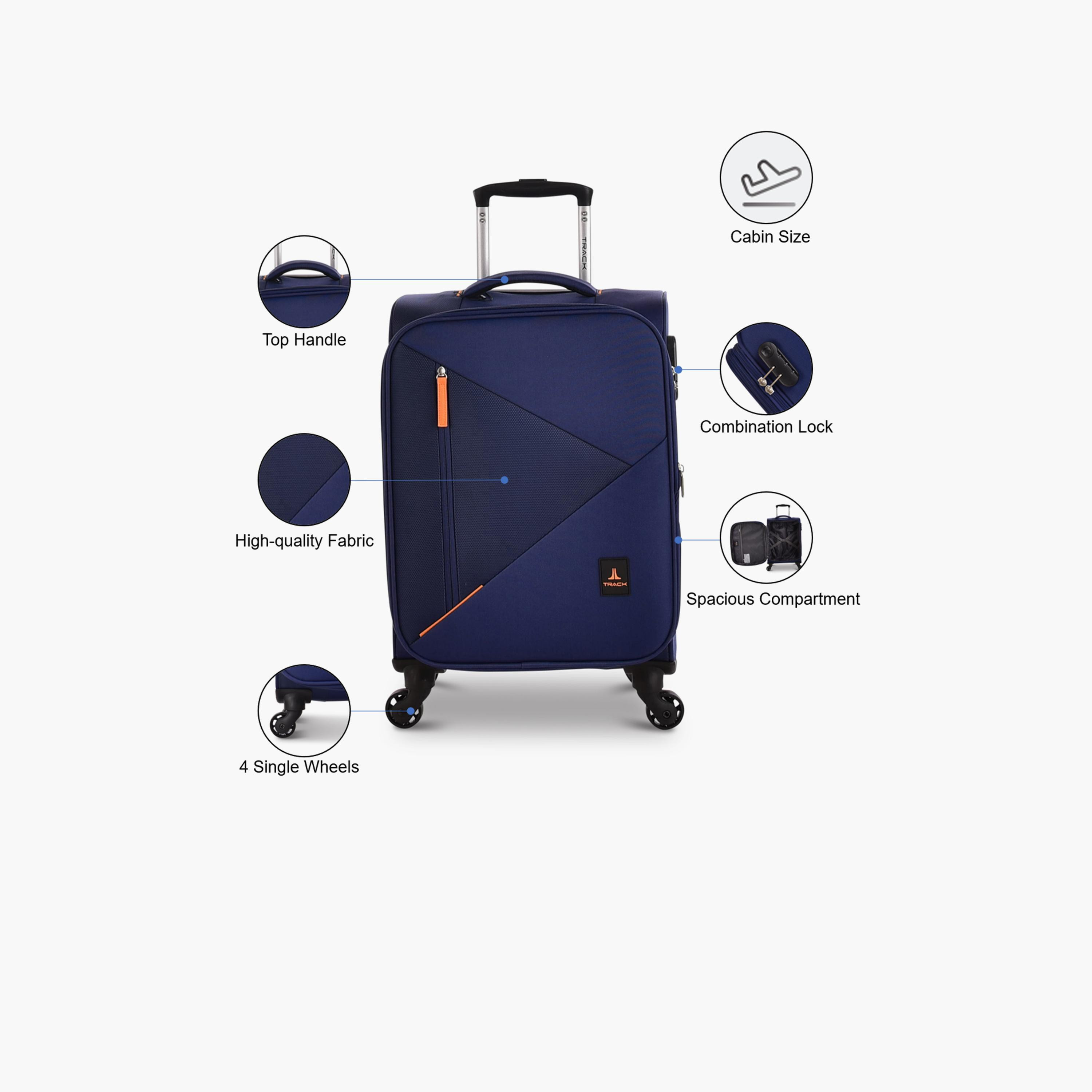 Track 55 CM Cabin Textile Softcase Four-Wheeler Spinner Trolley Bag with Combination Lock | LG003-20 -travel-luggagesandbags-luggage-image-4