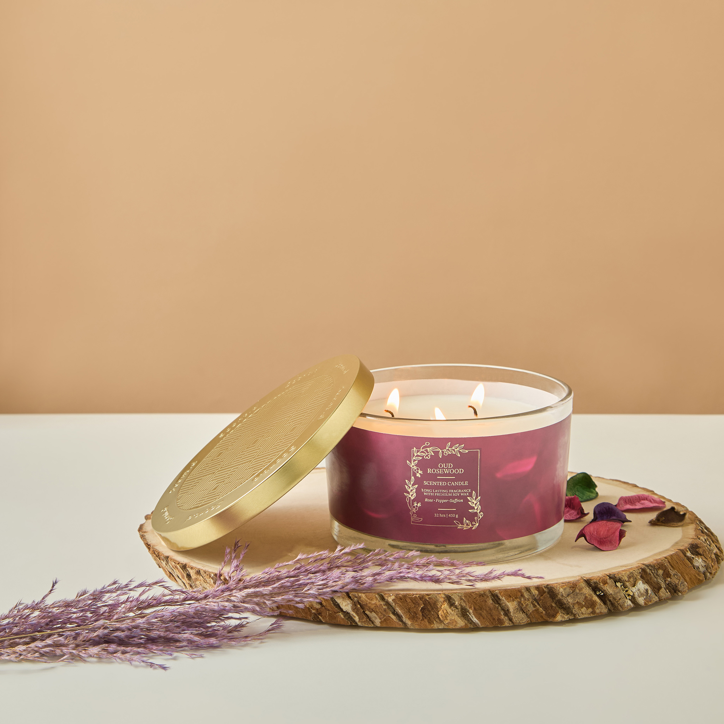 Scent.d Pomegranate Noir Scented 3-Wick Jar Candle - 450 gms-household-homefragrance-candles-image-1