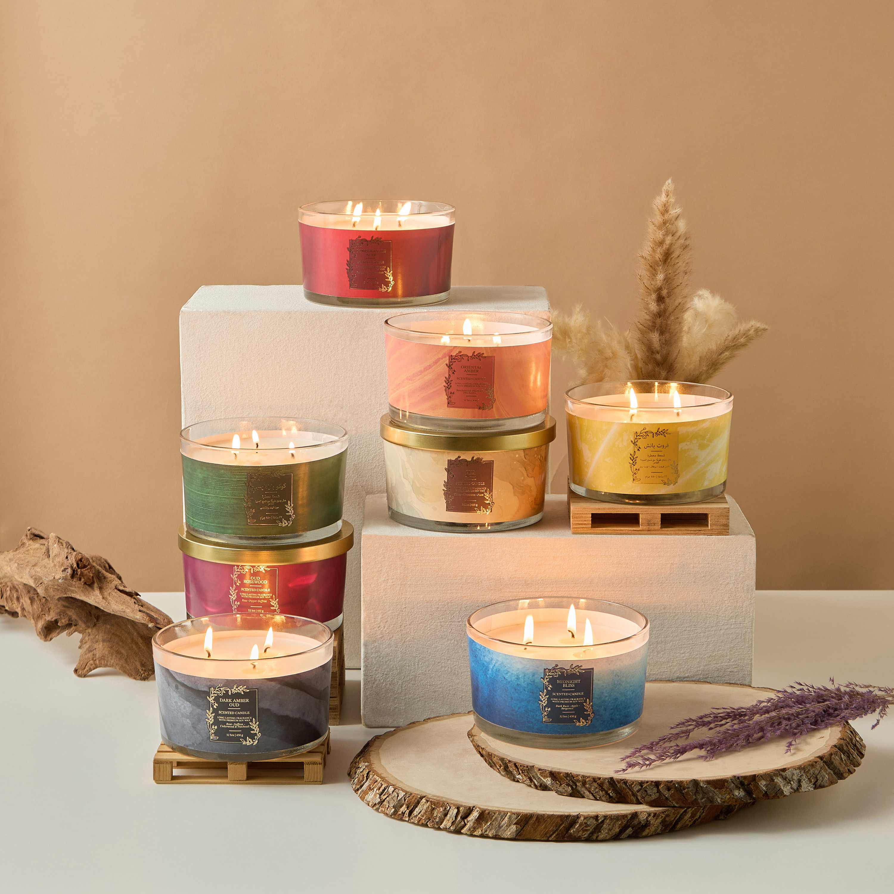Scent.d Pomegranate Noir Scented 3-Wick Jar Candle - 450 gms-household-homefragrance-candles-image-4