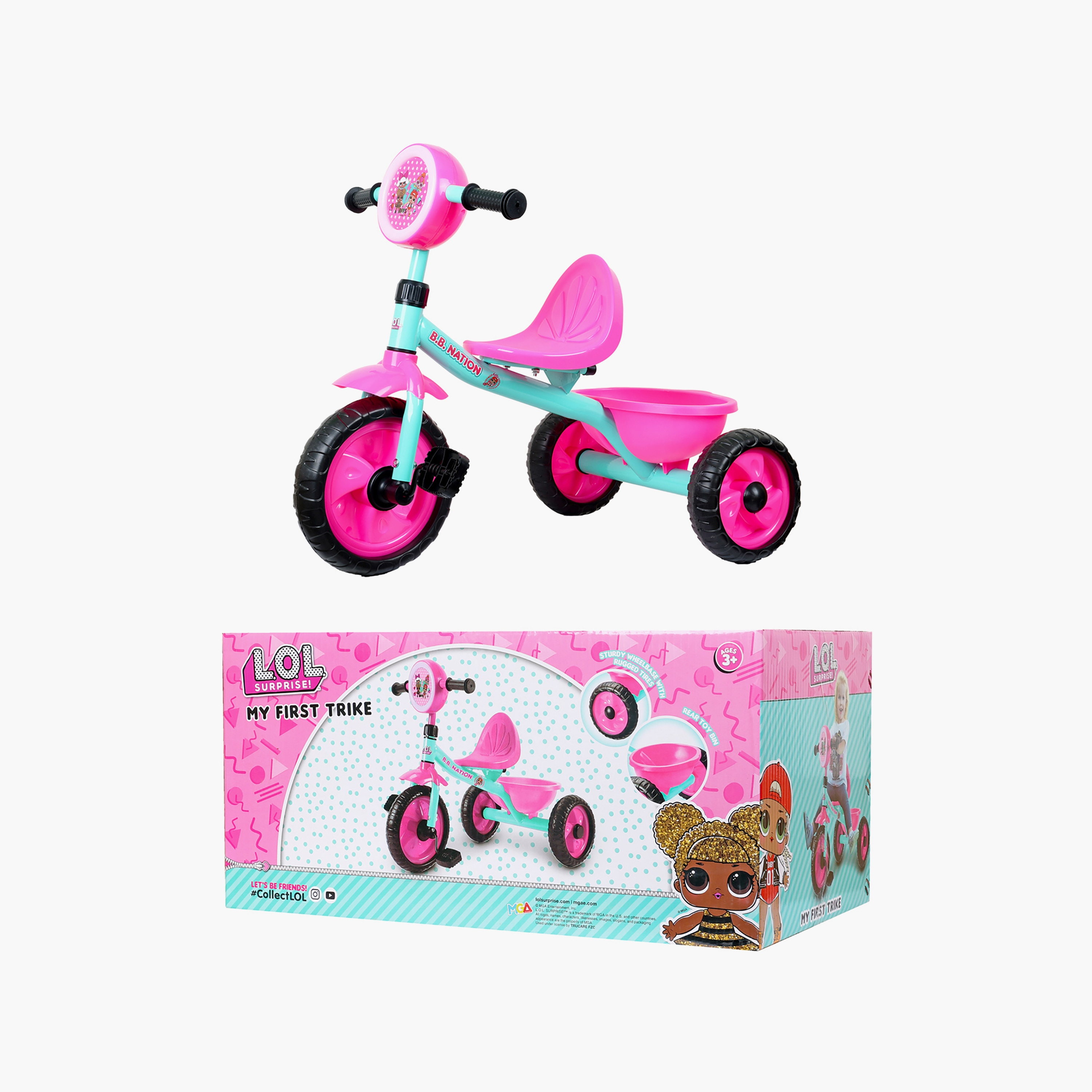 LOL Surprise My First Trike Tricycle with Front Light Pink Turquoise