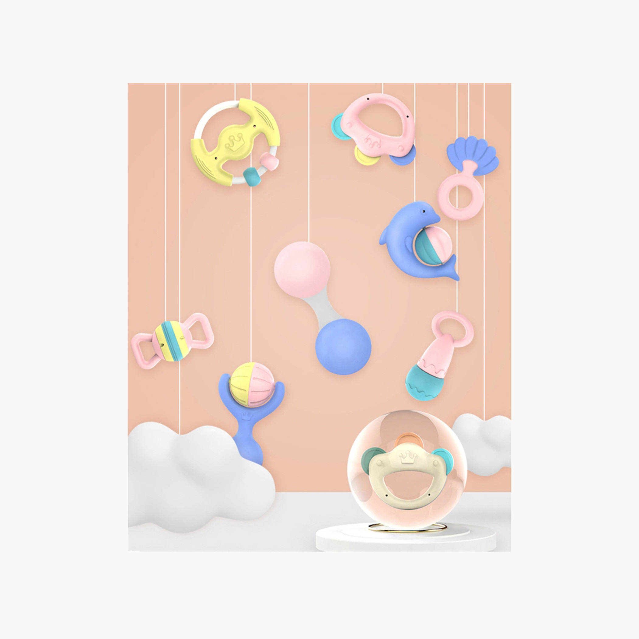 مجموعة خشخيشة وعضّاضة 12 قطعة من جونيورز-toys-babyandtoddlertoys-rattlesandteethers-image-1