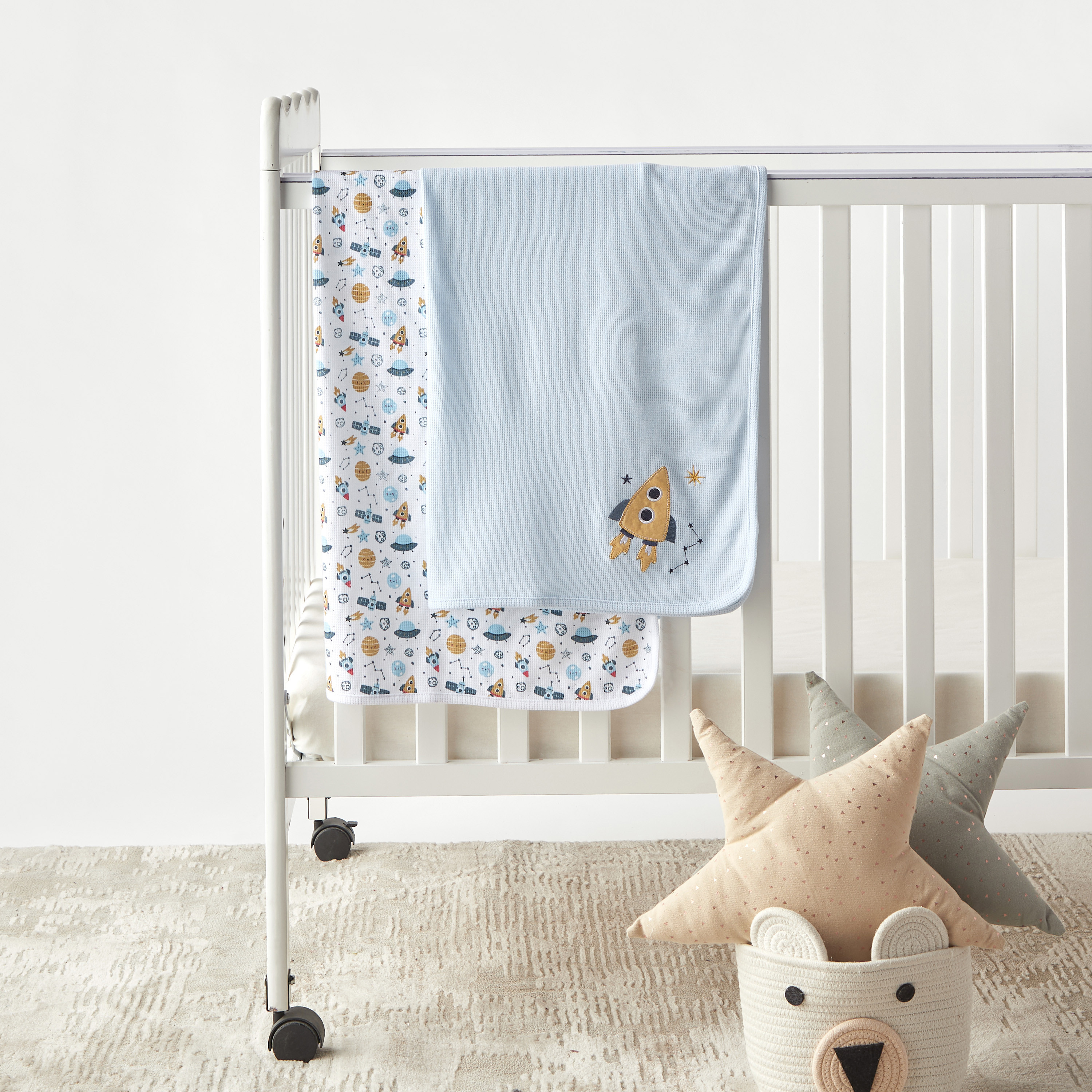 Juniors Rocket Print Receiving Blanket - Set of 2-baby-nursery-blanketsandswaddles-receivingblankets-image-1