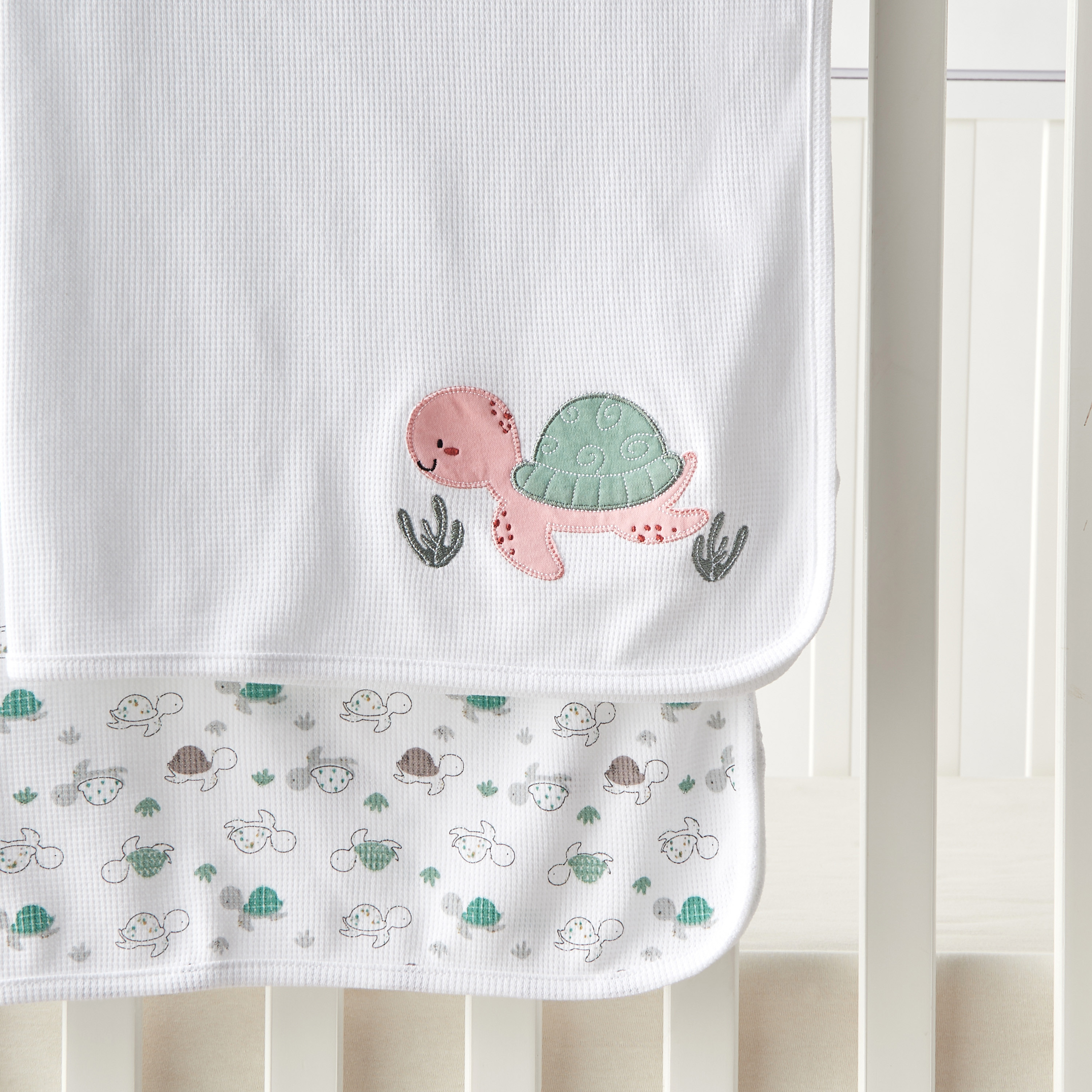 Juniors 2-Piece Turtle Print Receiving Blanket-baby-nursery-blanketsandswaddles-receivingblankets-image-3