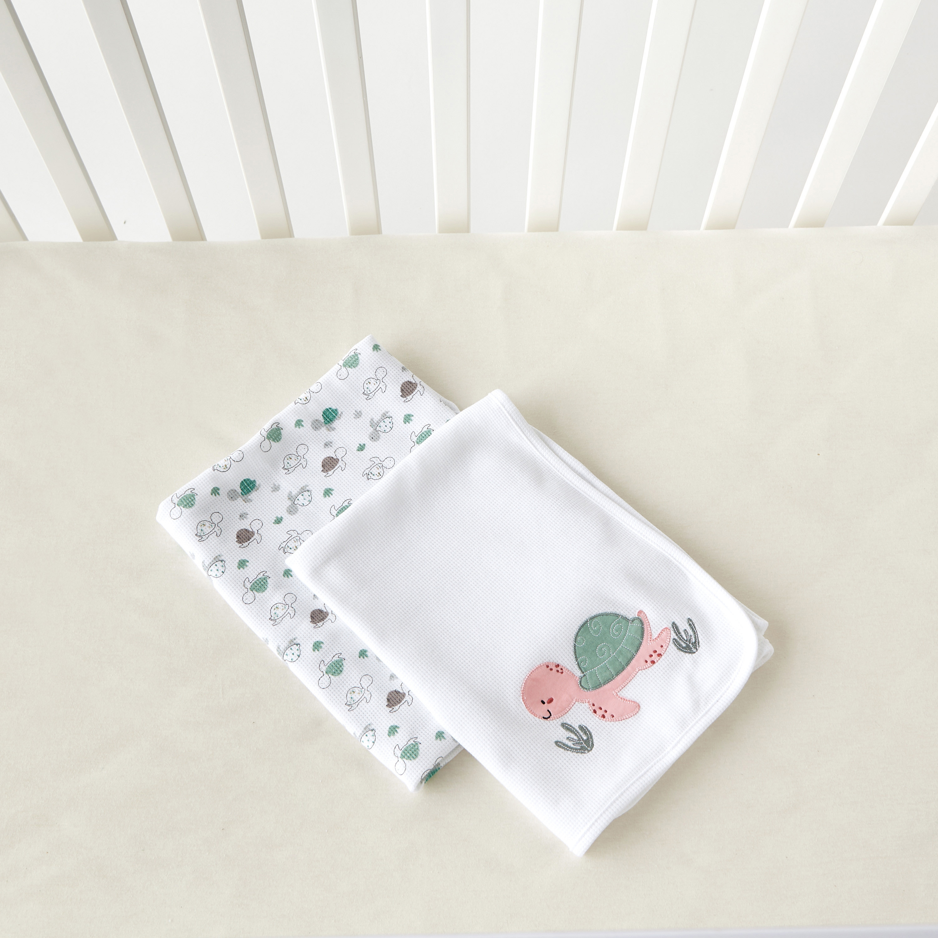 Juniors 2-Piece Turtle Print Receiving Blanket-baby-nursery-blanketsandswaddles-receivingblankets-image-4