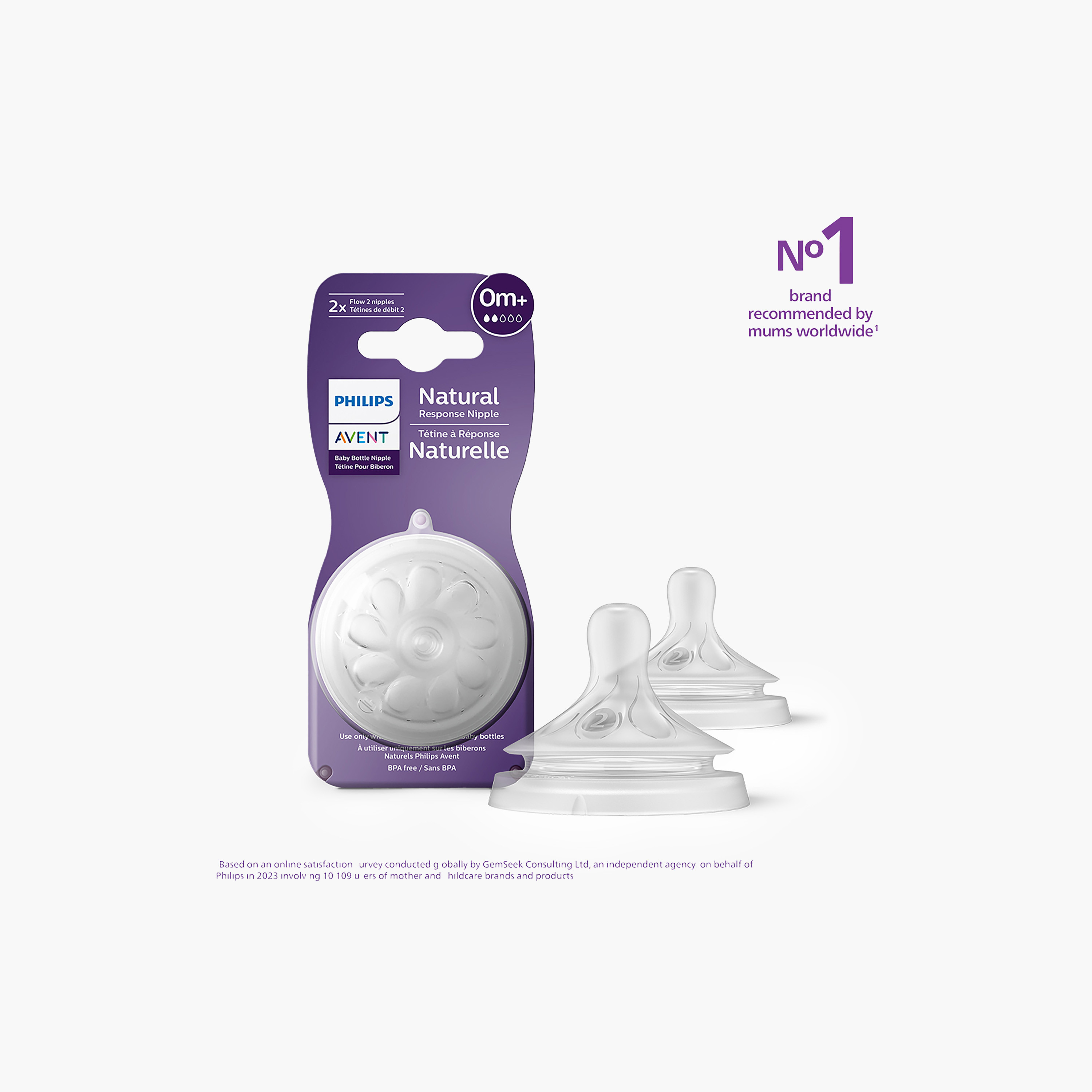 Philips Avent Natural Feeding Teat, Set of 2 - 0 Months+-baby-feeding-feedingbottles-bottlesandteats-image-1