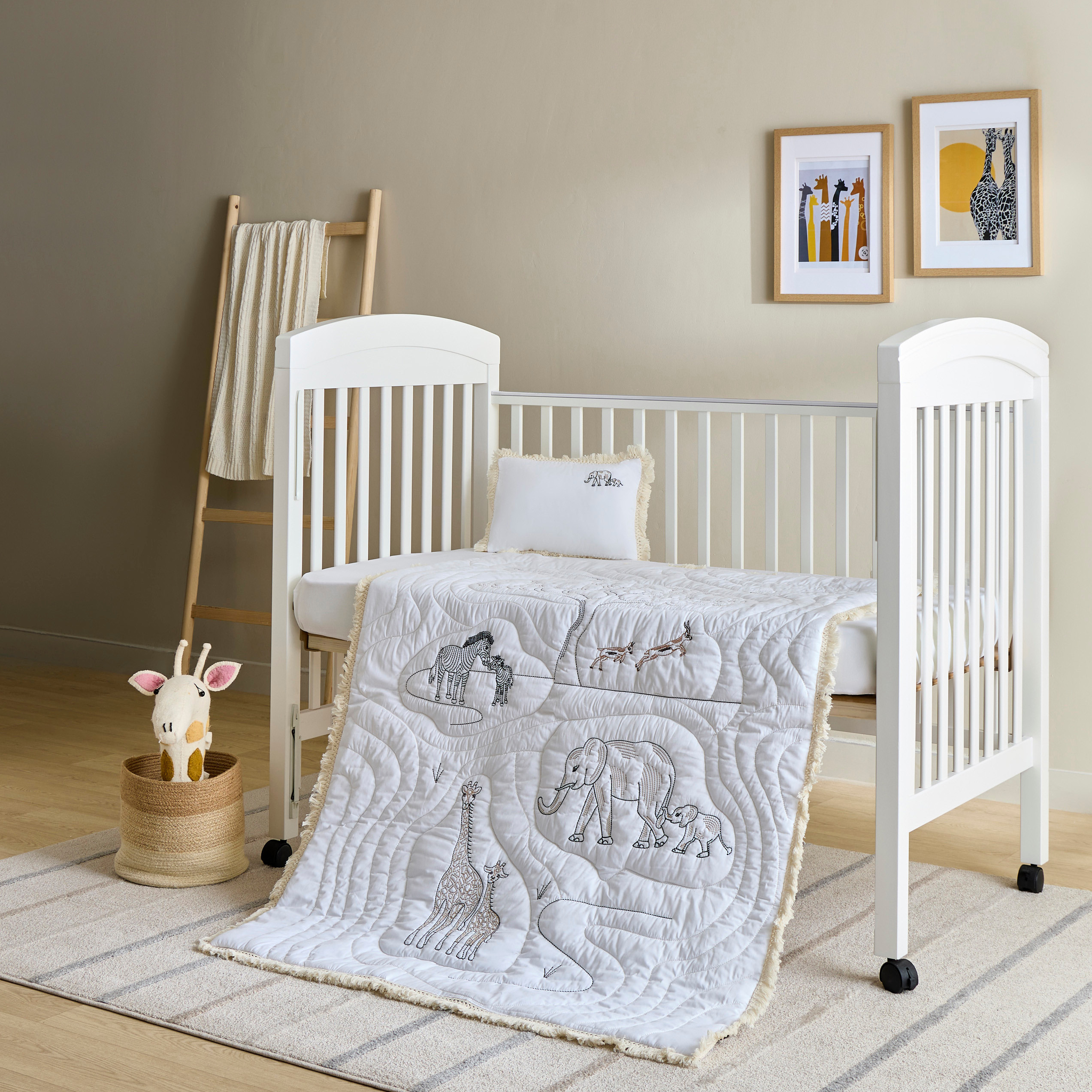 Giggles Safari Embroidered Comforter and Pillow Set-baby-nursery-babybedding-image-1