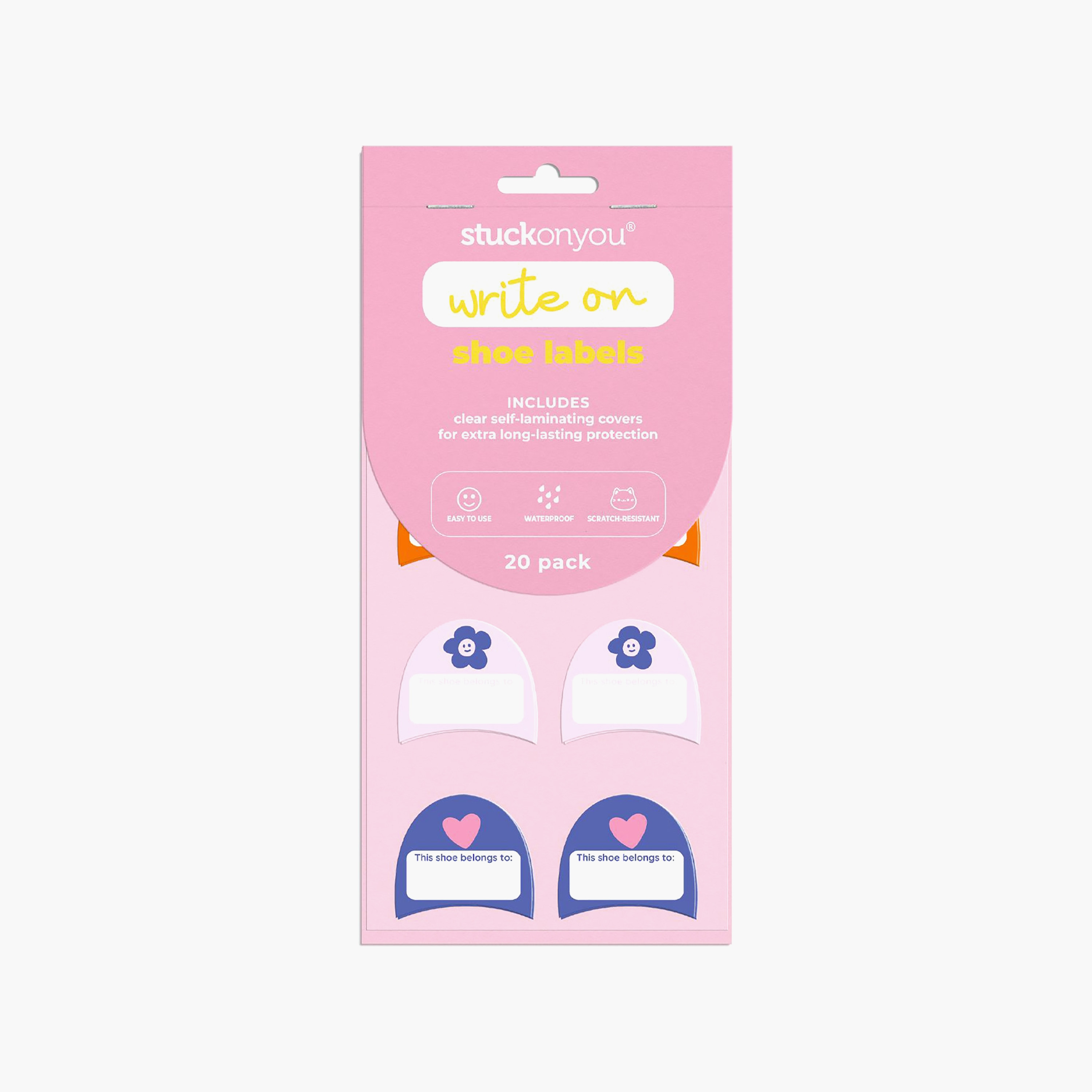 Stuck On You 20-Piece Write On Shoe On Labels, Rainbow Love-school-stationery-accessories-image-1