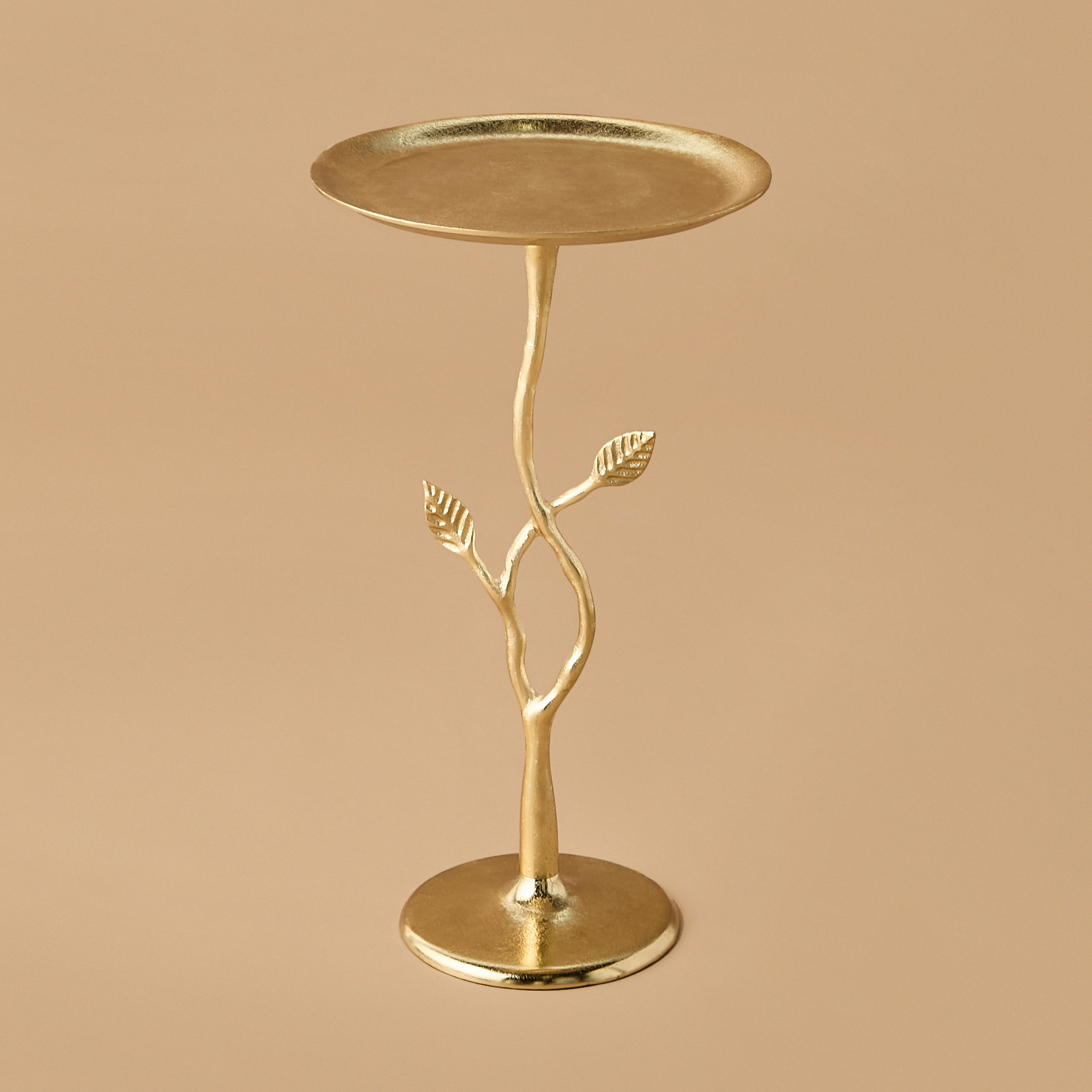 Leaf Mango Wood Pedestal Table - 33x57 cms-furniture-livingroom-sideandendtables-image-2