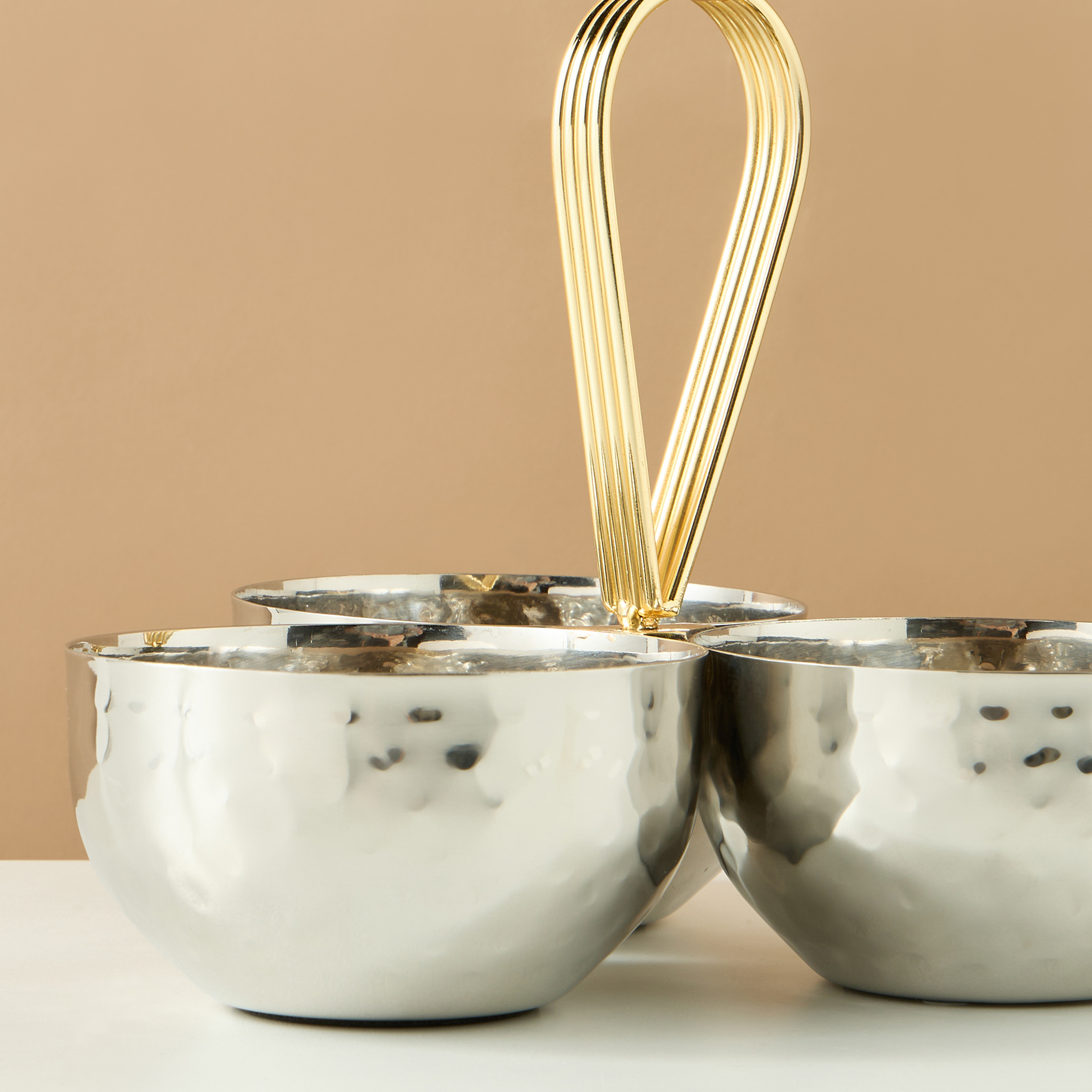 Hammered 3-Compartment Nut Bowl - 19 cms-household-dining-dinnerware-bowls-image-3