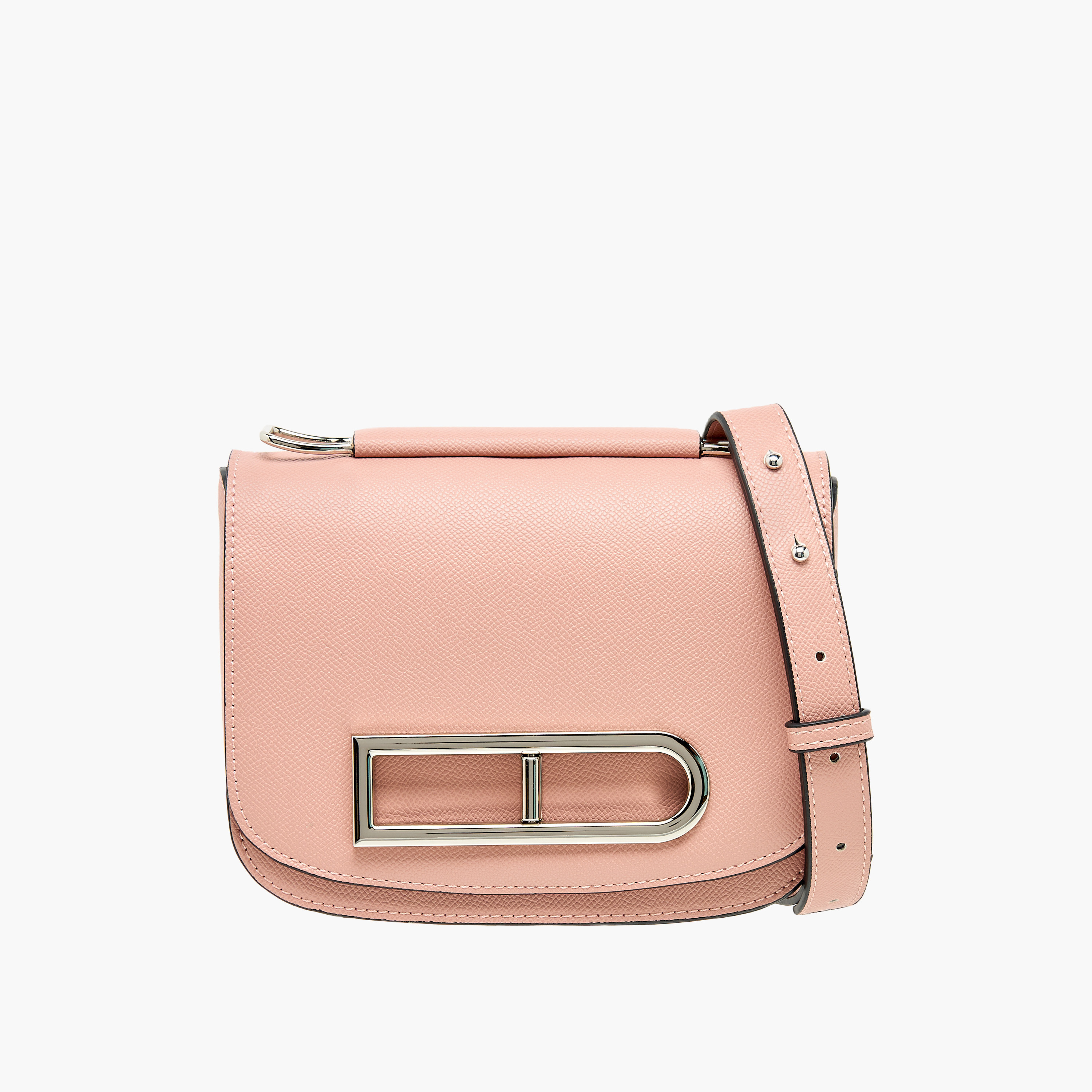 Sasha Textured Crossbody Bag with Metal Accent and Button Closure-women-bagsandwallets-handbags-image-1