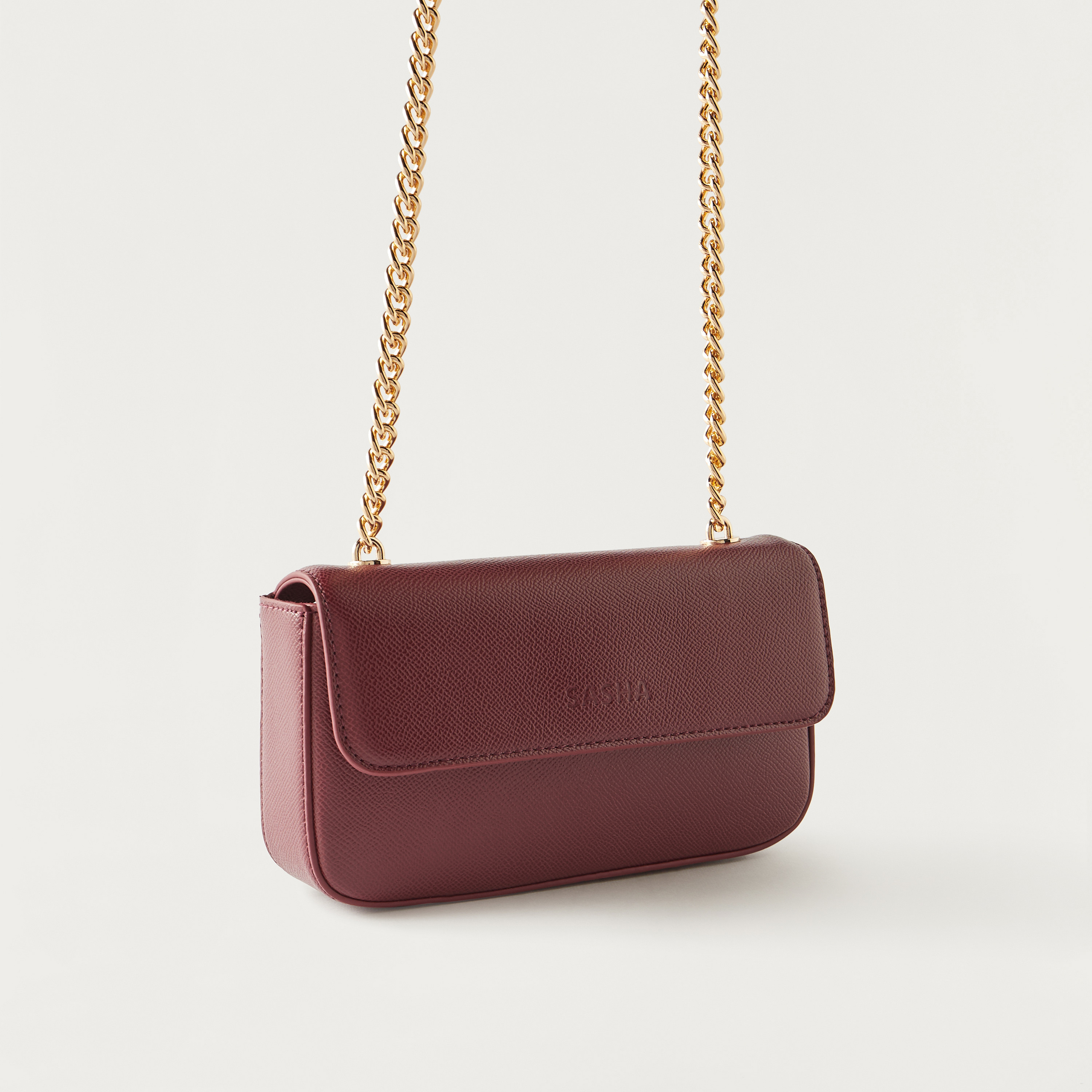 Sasha Logo Embossed Crossbody Bag with Magnetic Closure and Chain Strap-women-bagsandwallets-handbags-image-3