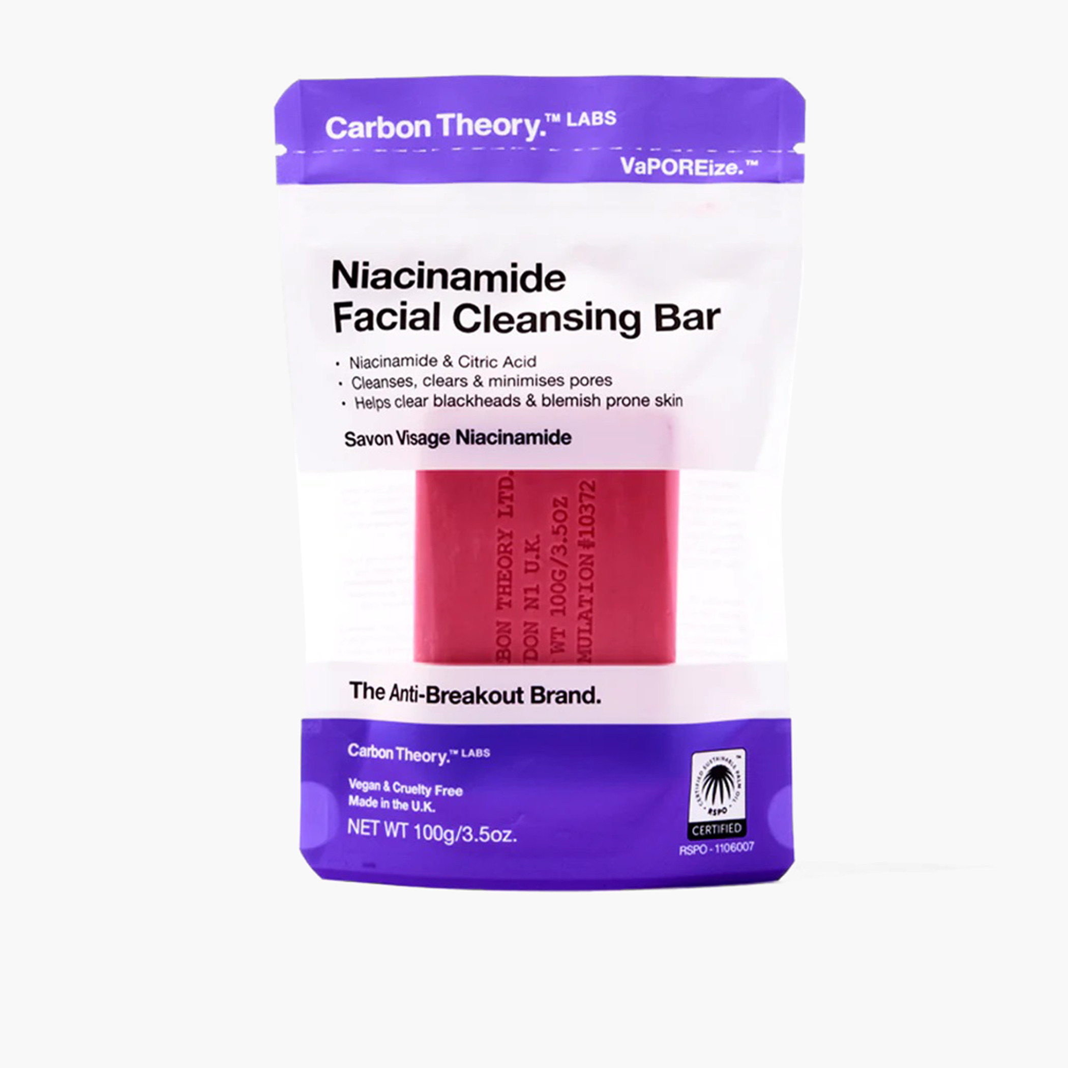 Carbon Theory Niacinamide Facial Cleansing Bar - 100 gms-beautyandpersonalcare-bathandbody-bathandshower-soaps-image-1