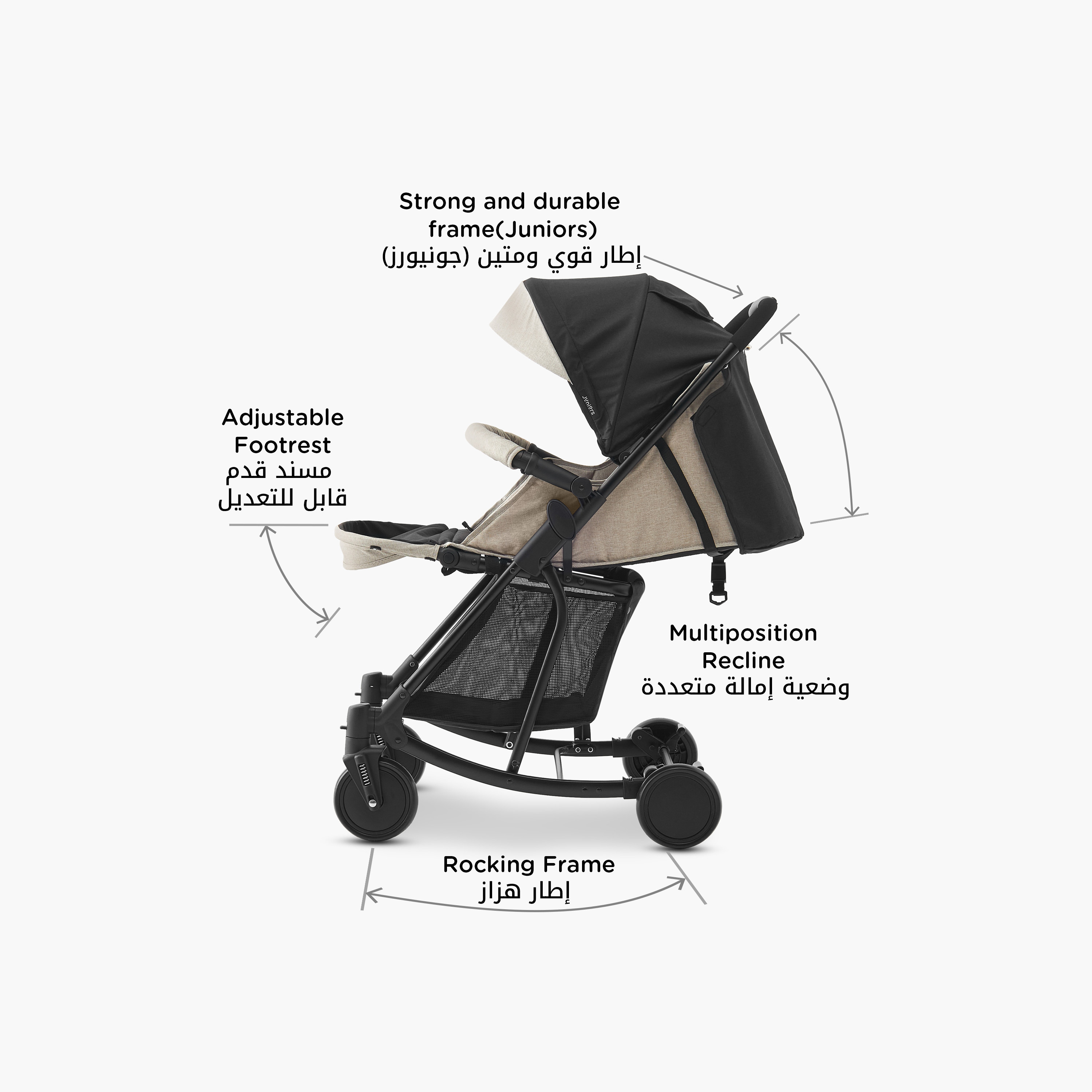 عربة أطفال إيتون بنظام طي بزر ضغط وإطار معدني وقفل للعجلات من جونيورز-baby-gear-strollersandprams-strollers-image-2