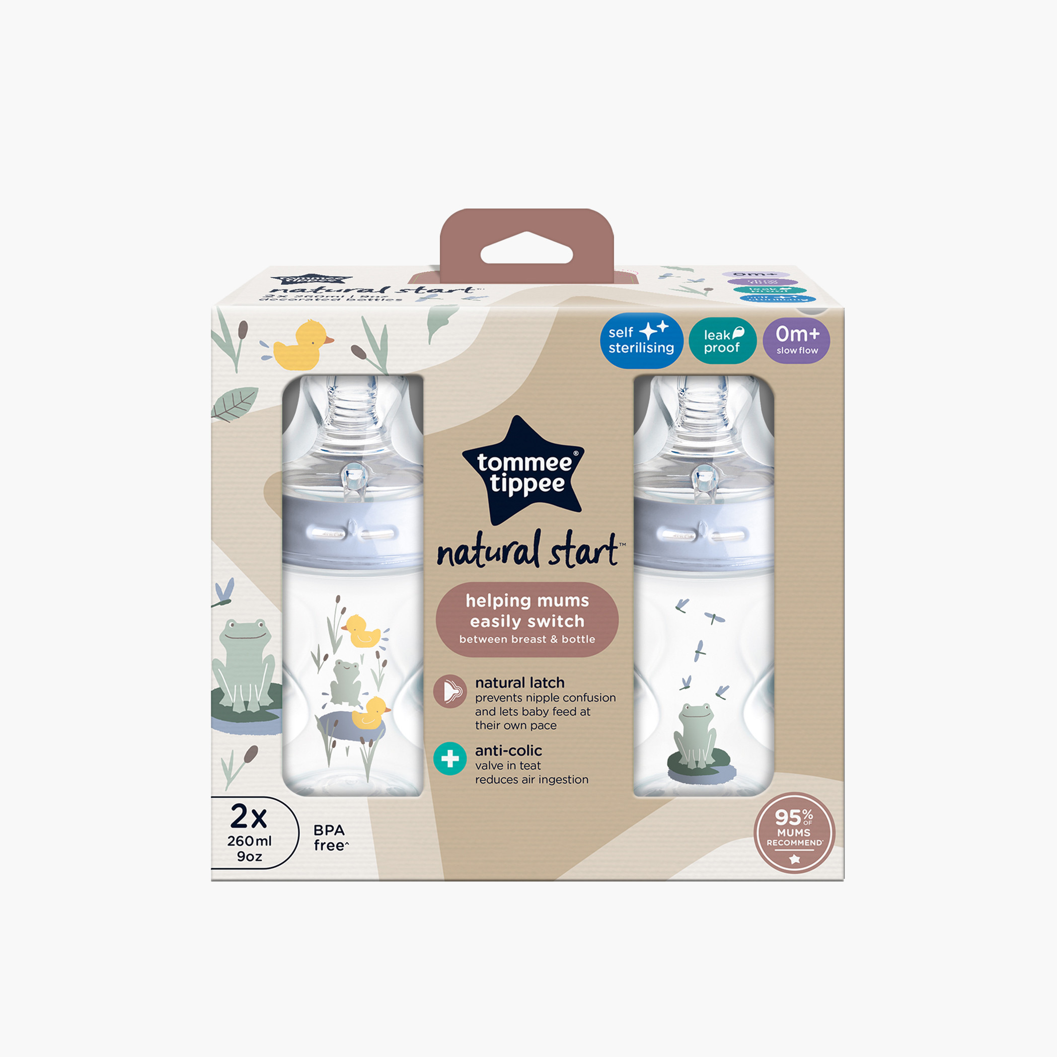 Tommee Tippee 2-Piece Anti-Colic Baby Bottle Set - 260 ml-baby-feeding-feedingbottles-bottlesandteats-image-2