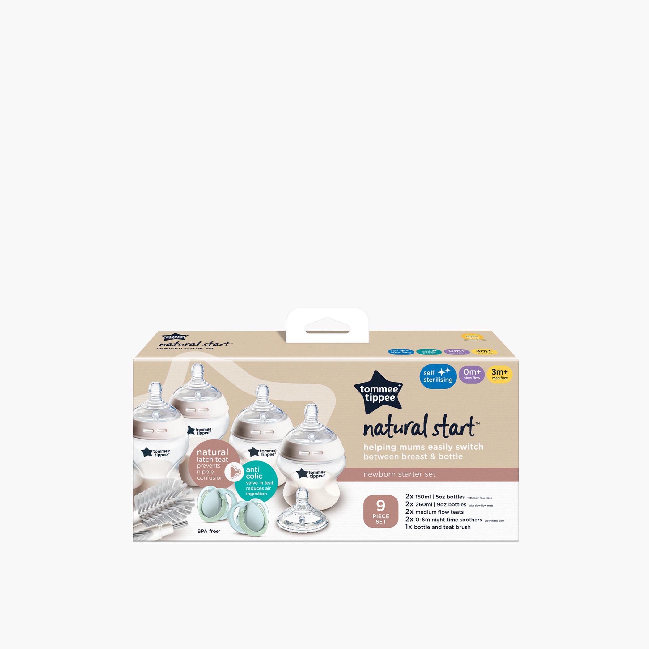 مجموعة قارورة رضاعة أولية مضادة للمغص لحديثي الولادة 9 قطع من تومي تيبي-baby-feeding-feedingbottles-bottlesandteats-image-2