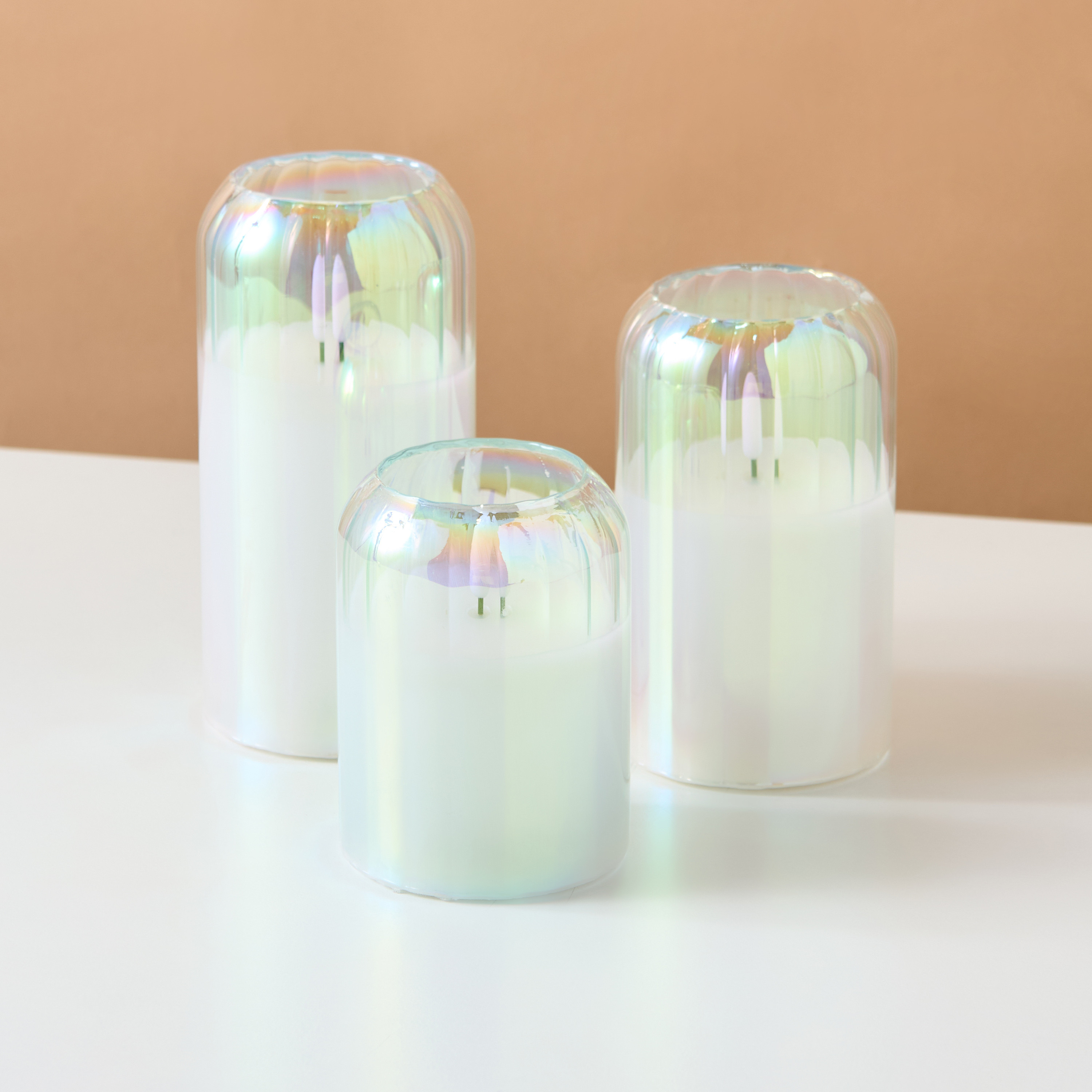 مجموعة شموع زجاج بإضاءة ليد وبدون لهب من 3 قطع - 25x9x17 سم-household-homefragrance-candles-image-2