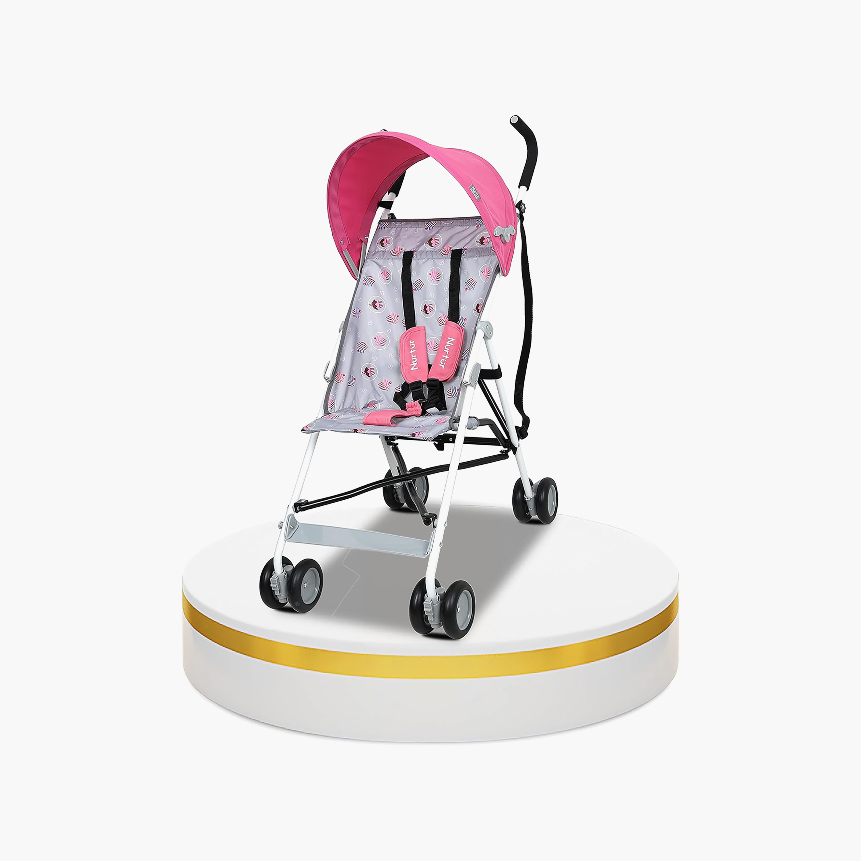 Buy Nurtur Rex Buggy Lightweight Stroller with Compact Fold Canopy White Pink for Babies Online in Kuwait Centrepoint