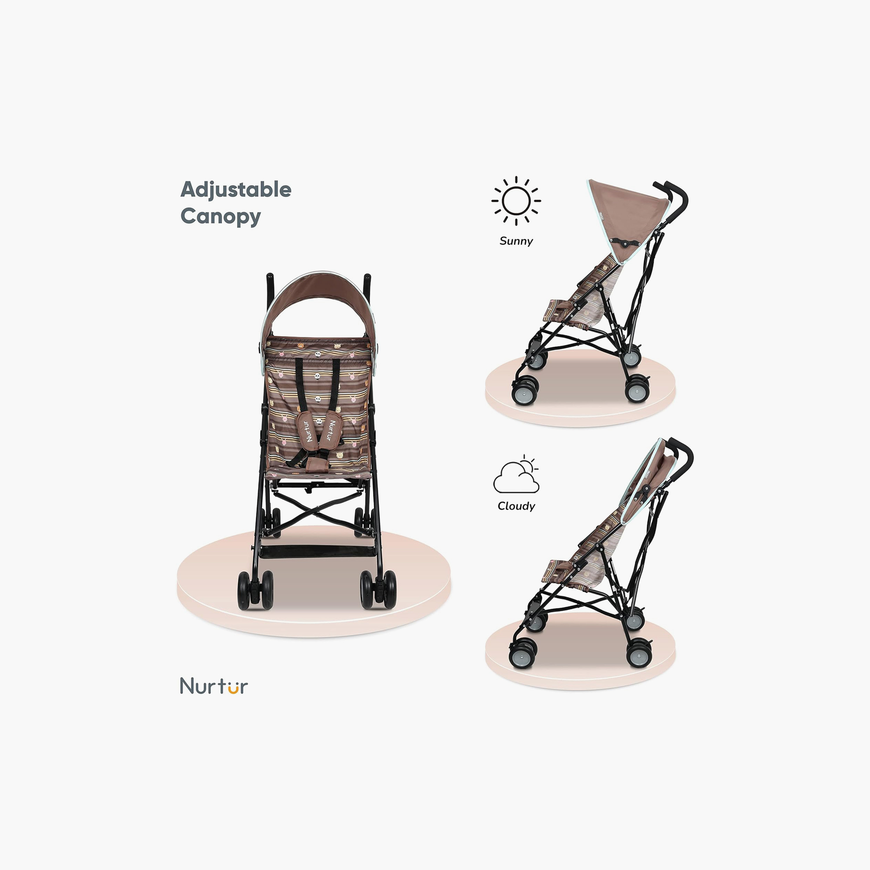 عربة أطفال ريكس باجي خفيفة الوزن مع مظلة قابلة للطي من نورتور - بني-baby-gear-strollersandprams-buggies-image-3