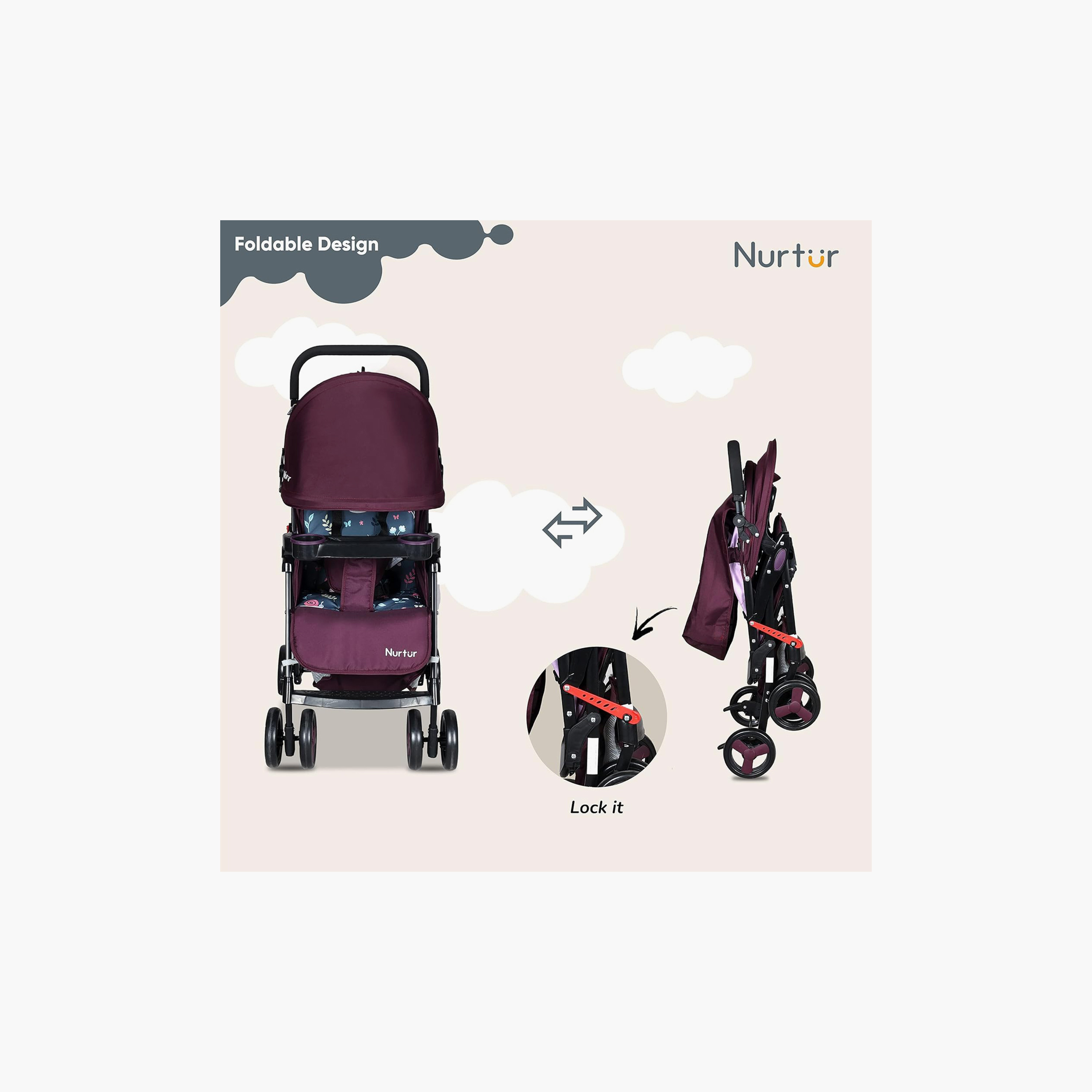 عربة أطفال للسفر رايدر خفيفة الوزن وصغيرة للغاية مع سلة تخزين من نورتور - كستنائي-baby-gear-strollersandprams-strollers-image-4