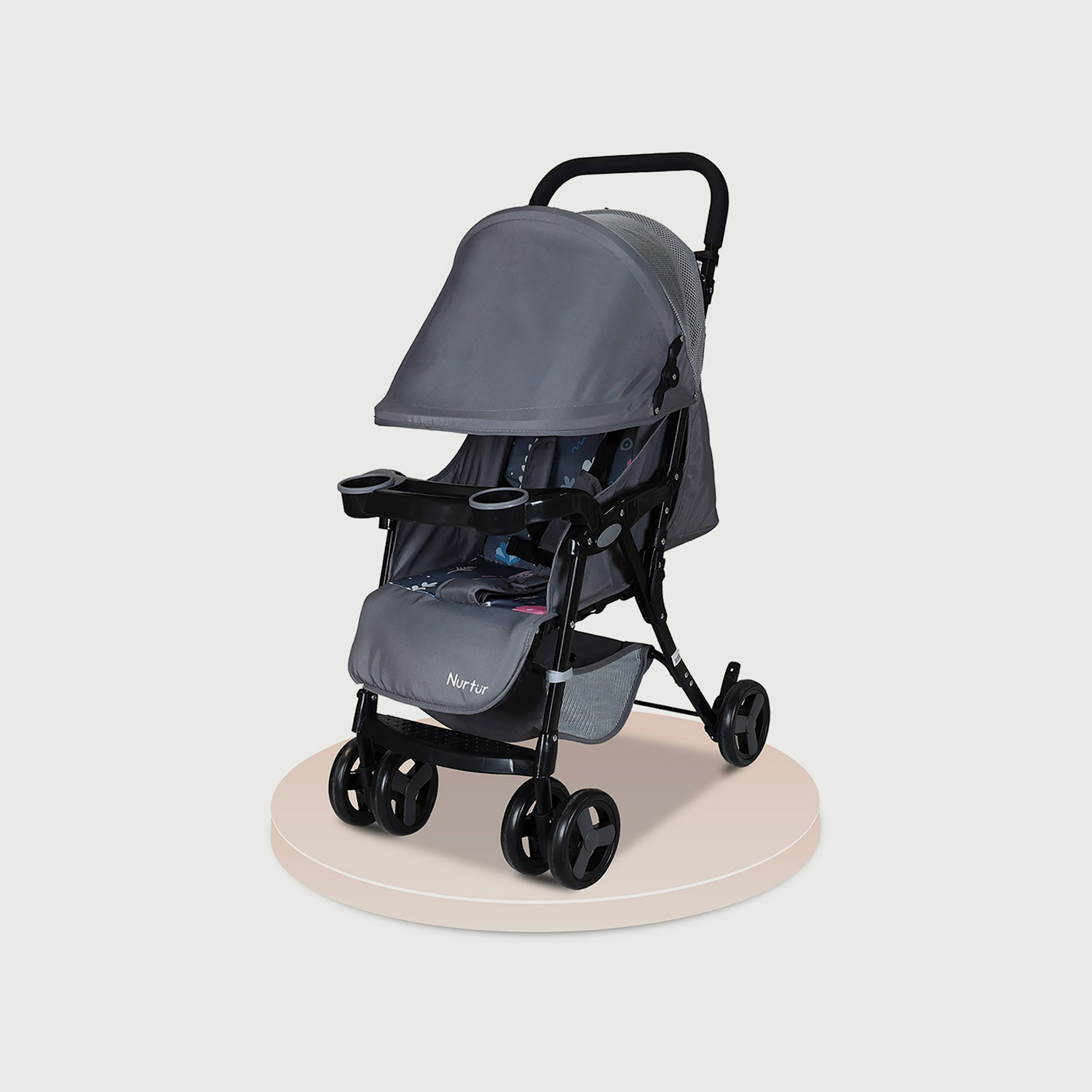 Nurtur Ryder Ultra Compact Lightweight Baby Travel Stroller with Storage Basket - Grey-baby-gear-strollersandprams-strollers-image-1