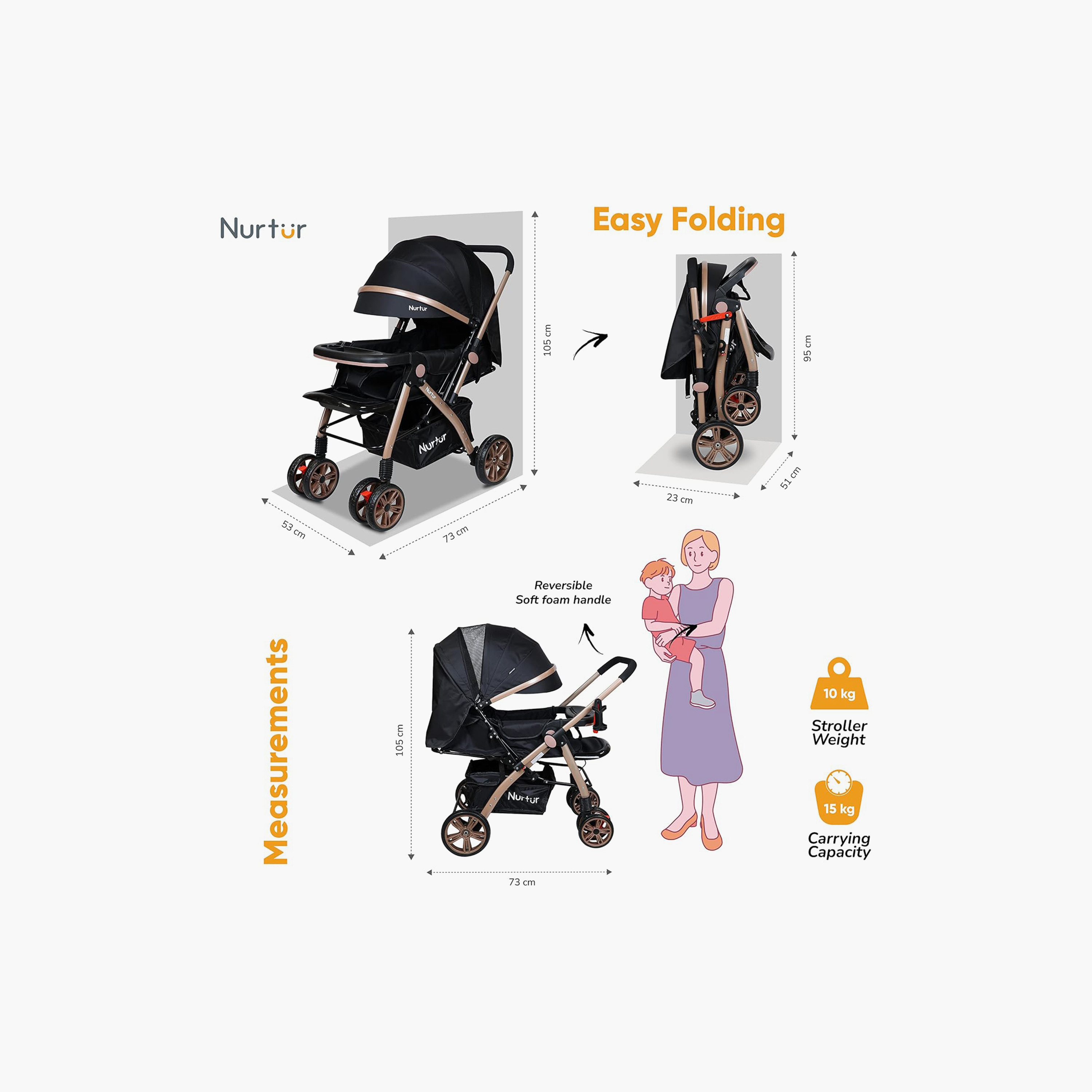 عربة أطفال للسفر بمقبض قابل للعكس من نورتور-baby-gear-strollersandprams-strollers-image-3