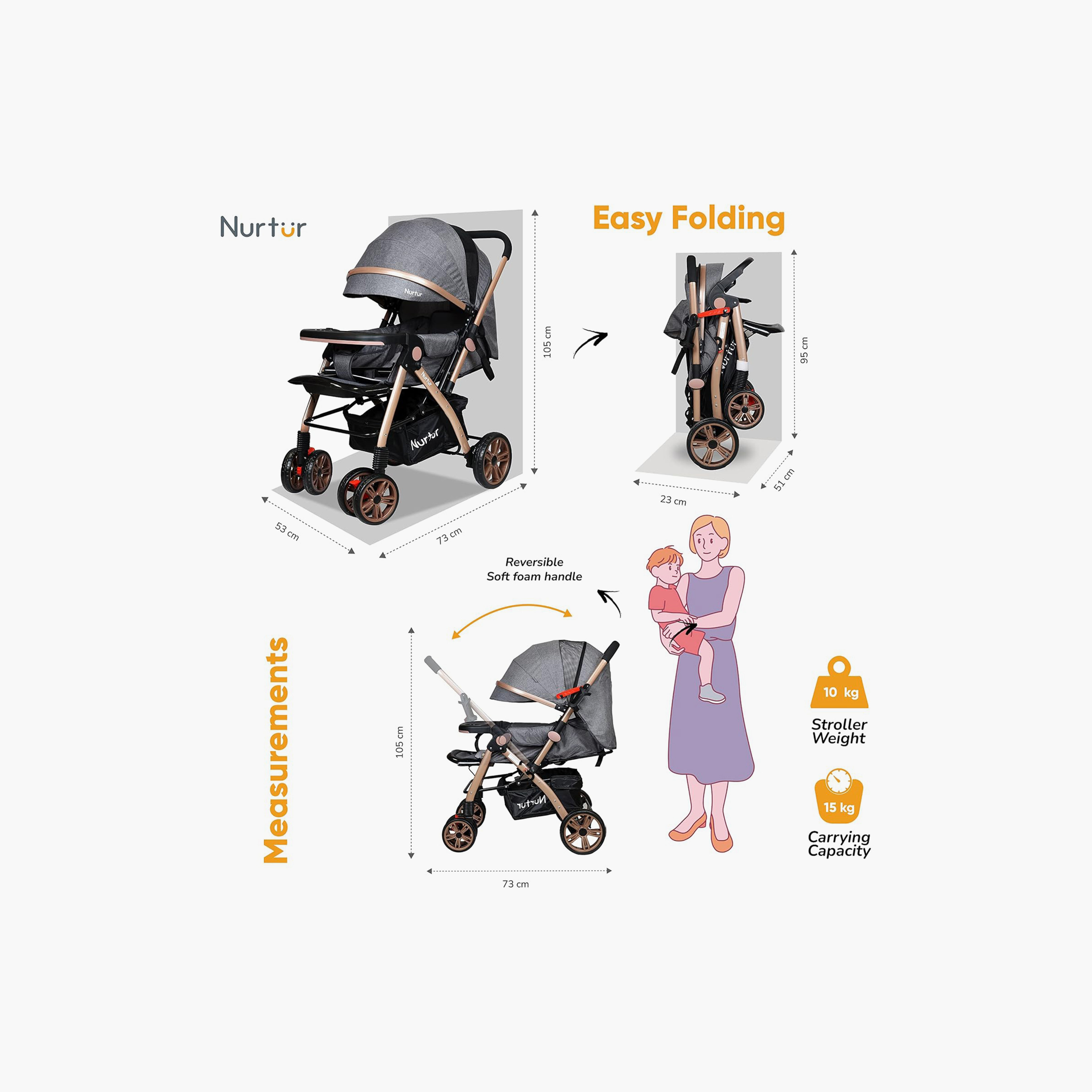 Nurtur Lightweight Travel Stroller with Reversible Handle-baby-gear-strollersandprams-strollers-image-3
