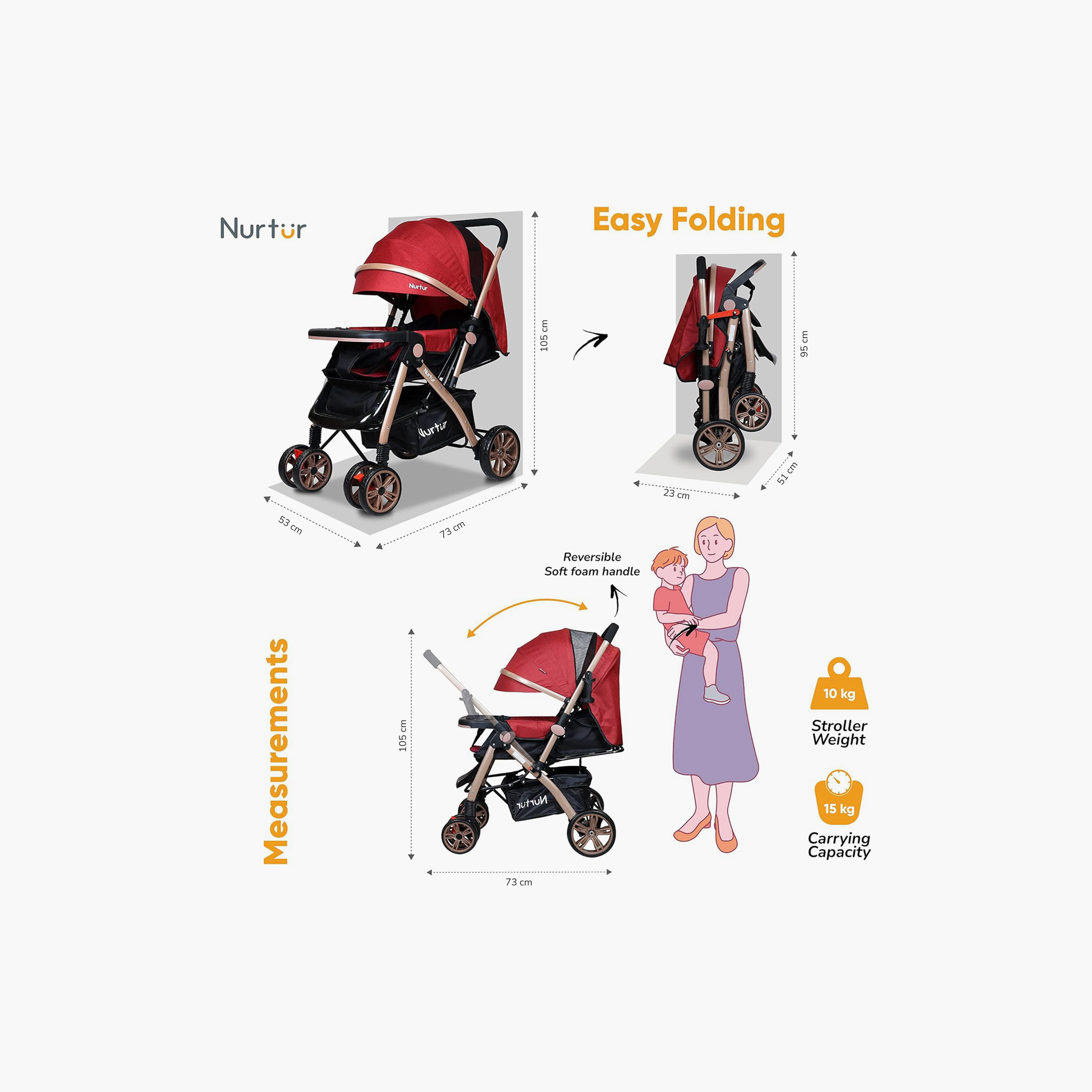 عربة أطفال للسفر بمقبض قابل للعكس من نورتور-baby-gear-strollersandprams-strollers-image-13