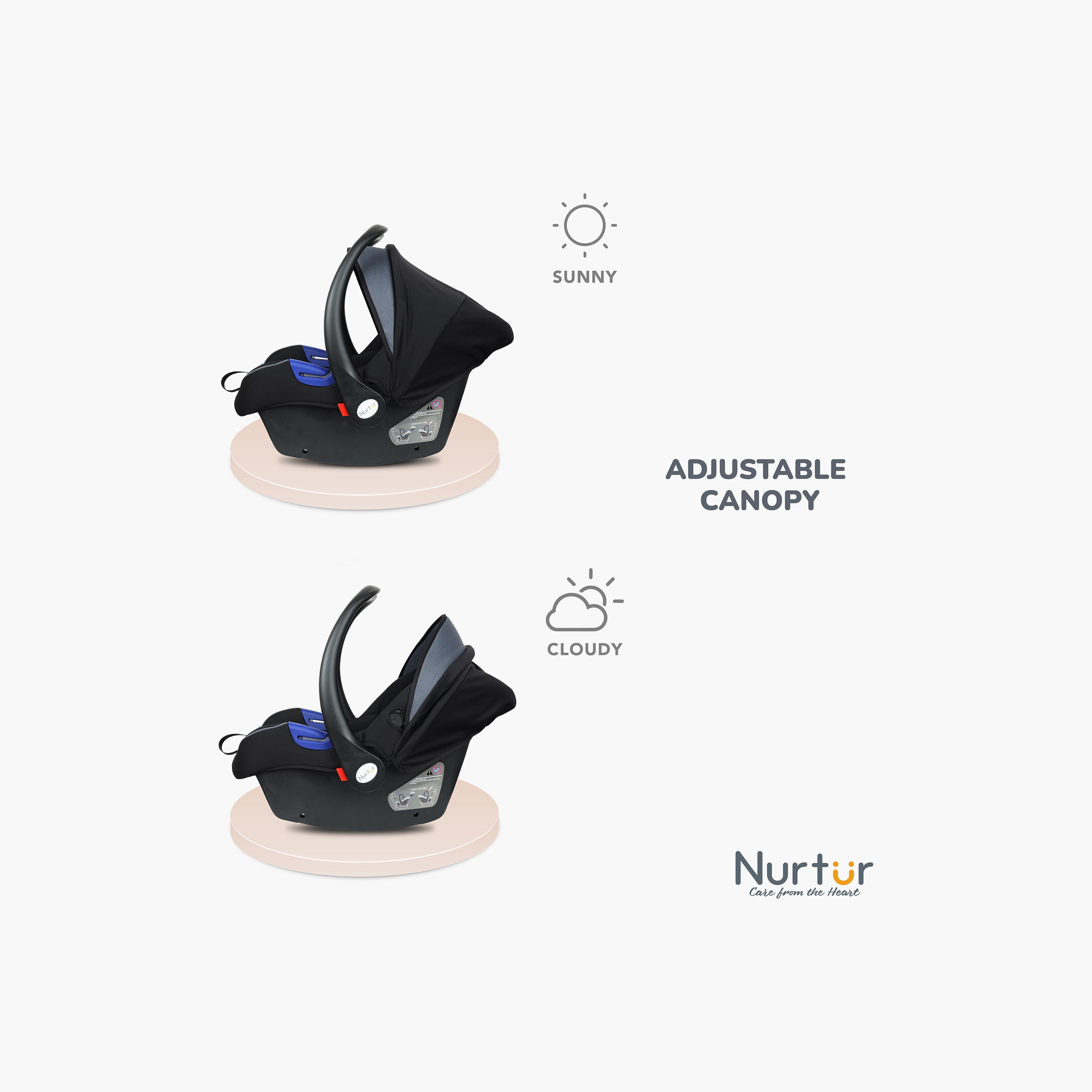 Nurtur Nemo Adjustable Car Seat with Canopy & Handle-baby-gear-carseats-image-3