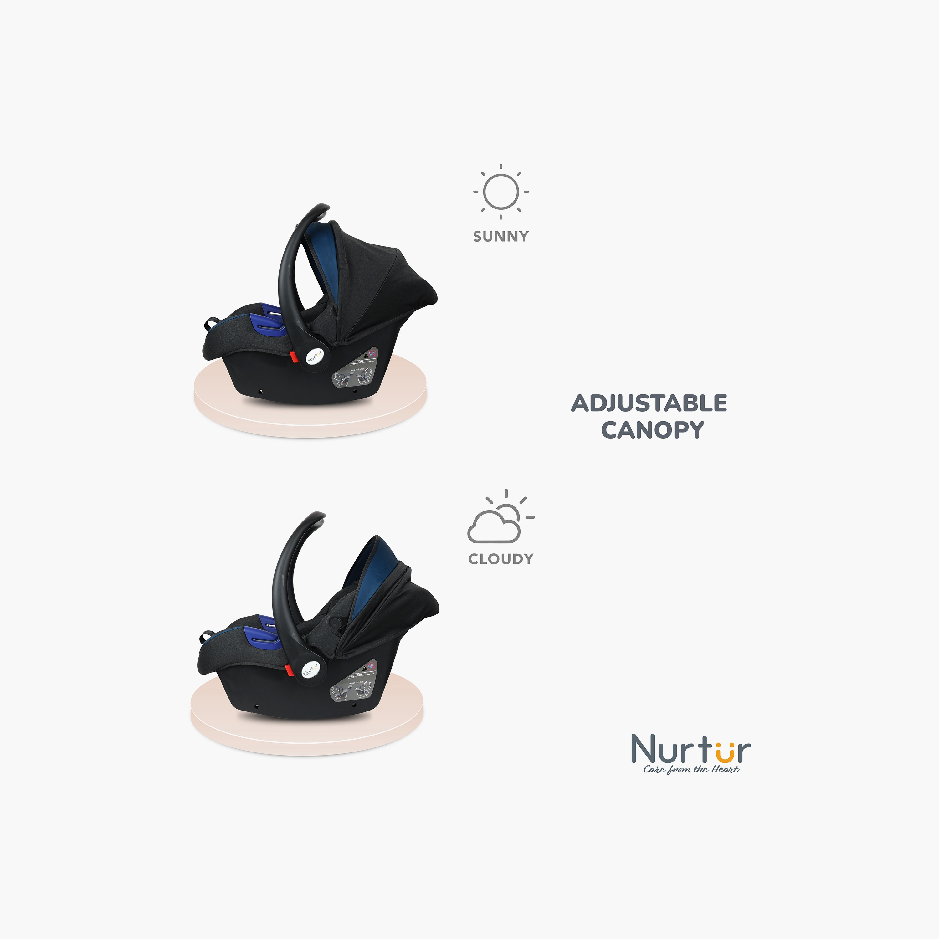 Nurtur Nemo Adjustable Car Seat with Canopy & Handle-baby-gear-carseats-image-8