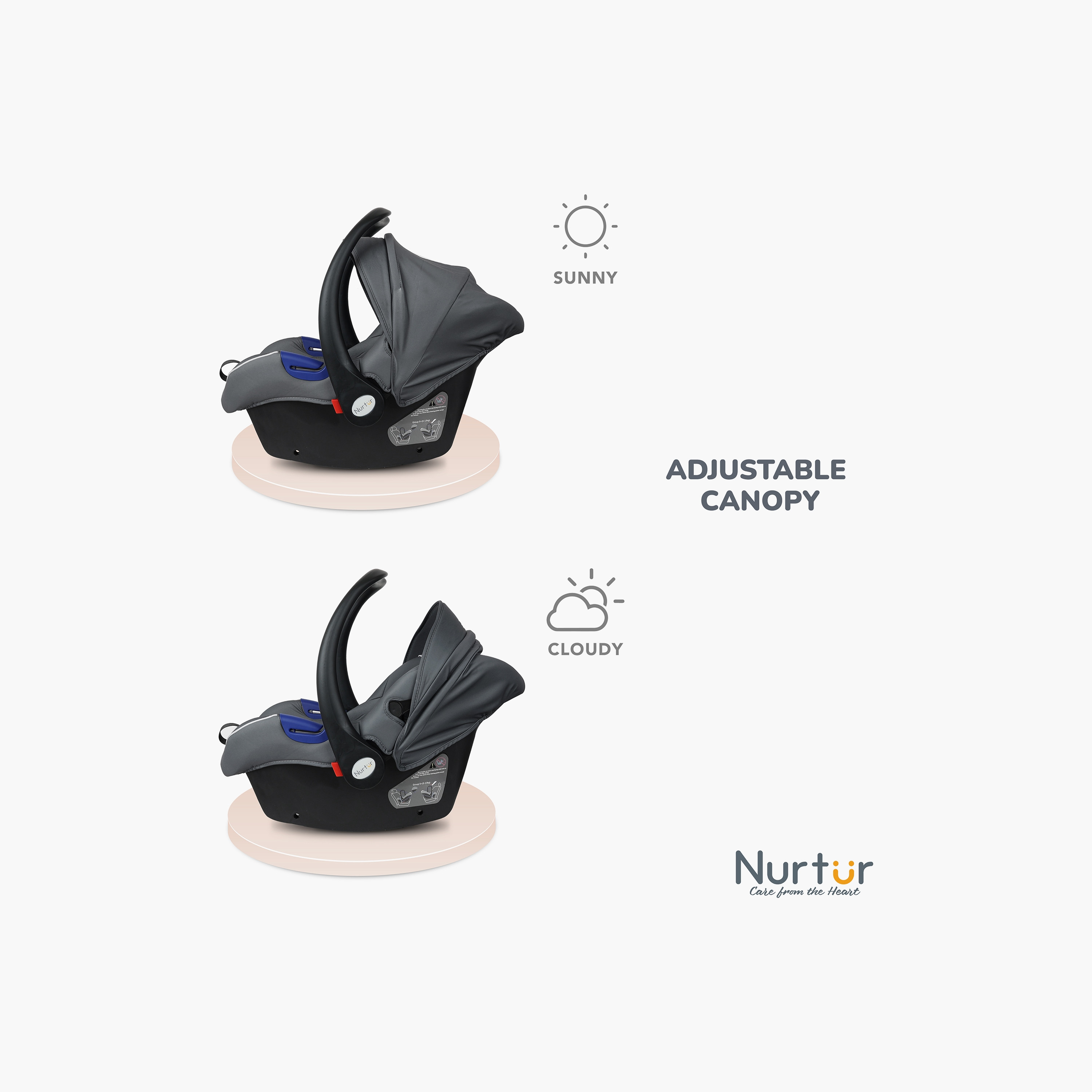Nurtur Nemo Adjustable Car Seat with Canopy & Handle-baby-gear-carseats-image-14