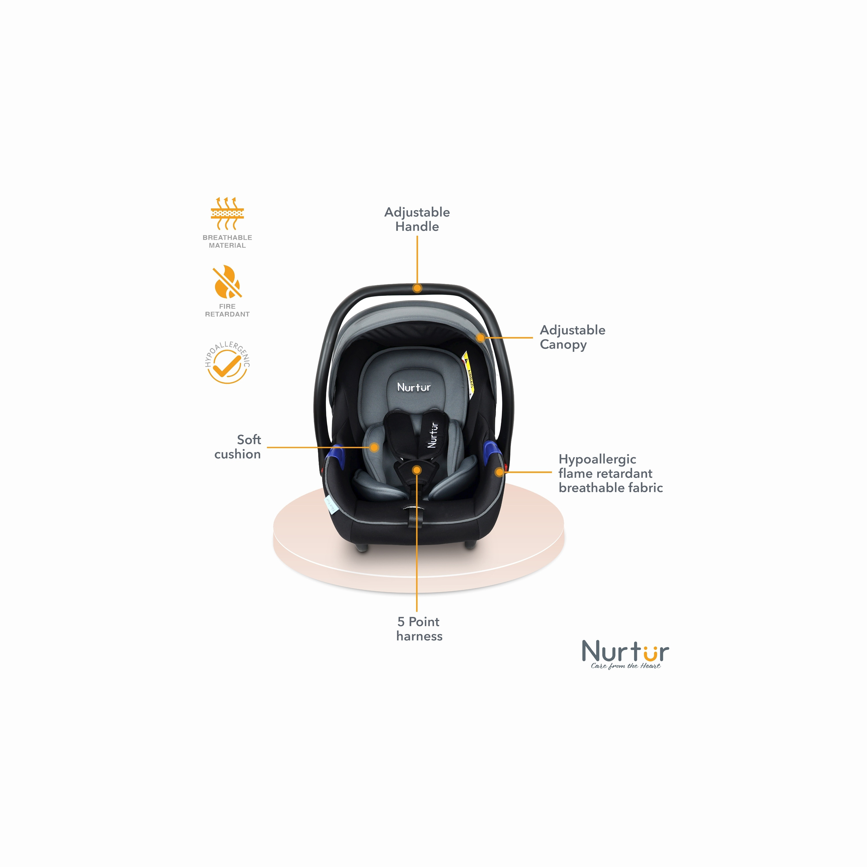 Nurtur Nemo Infant Car Seat with Side Impact Protection, Rear Facing and Seat Belt System-baby-gear-carseats-image-7