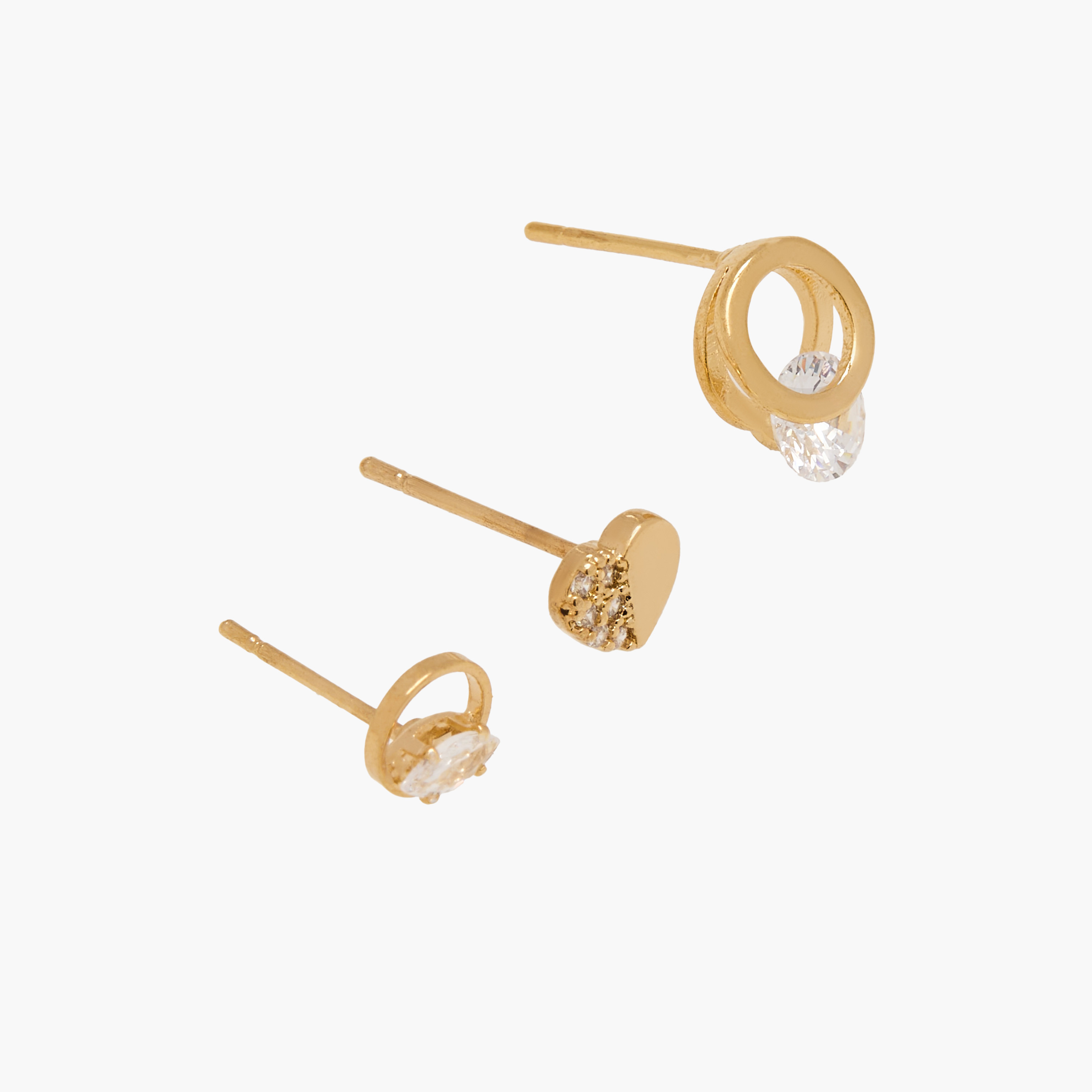 Stone Embellished Stud Earrings with Pushback Closure - Set of 3-women-watchesandjewellery-jewellery-earrings-image-5